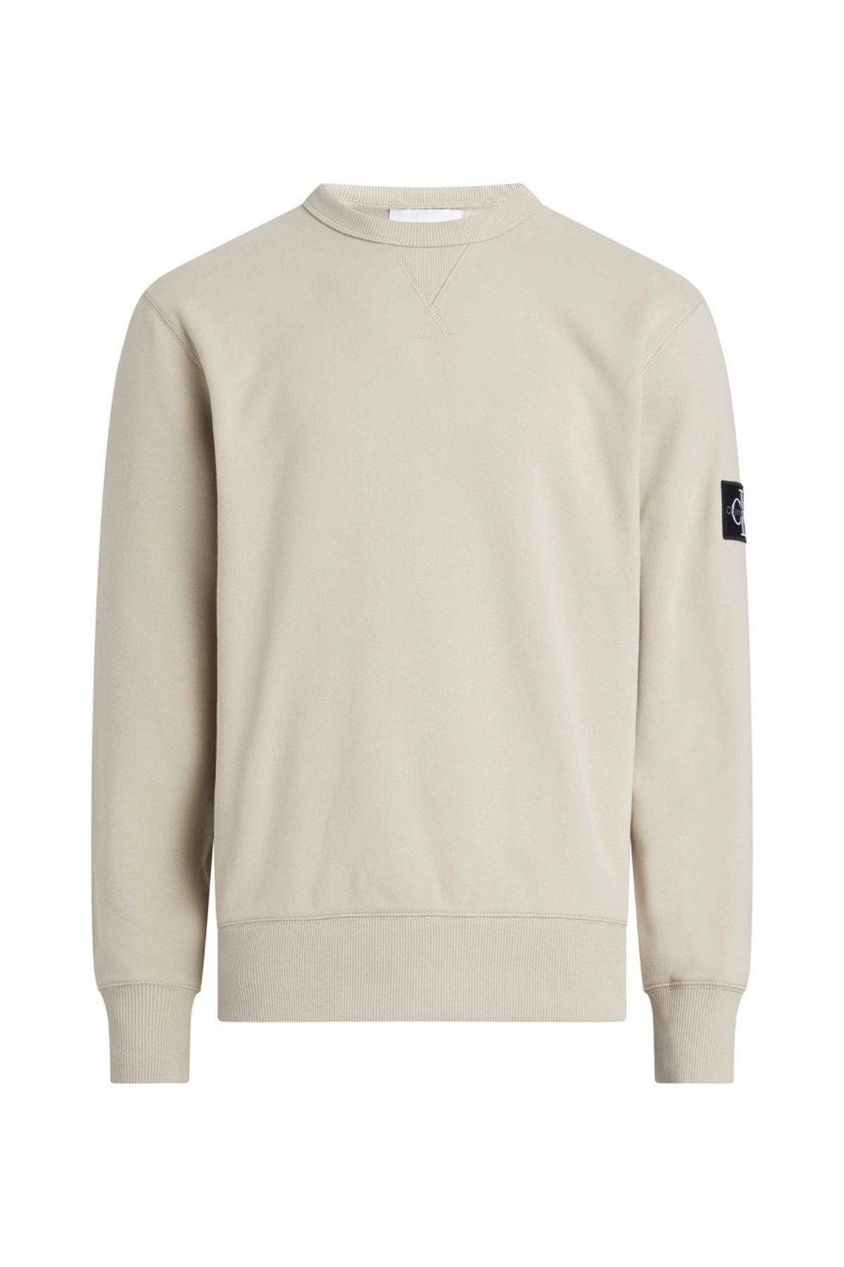 سویشرت نود مردانه آستین بلند با یقه گرد سیاهههای و پیراهن بژ J30J323426 PED Calvin Klein