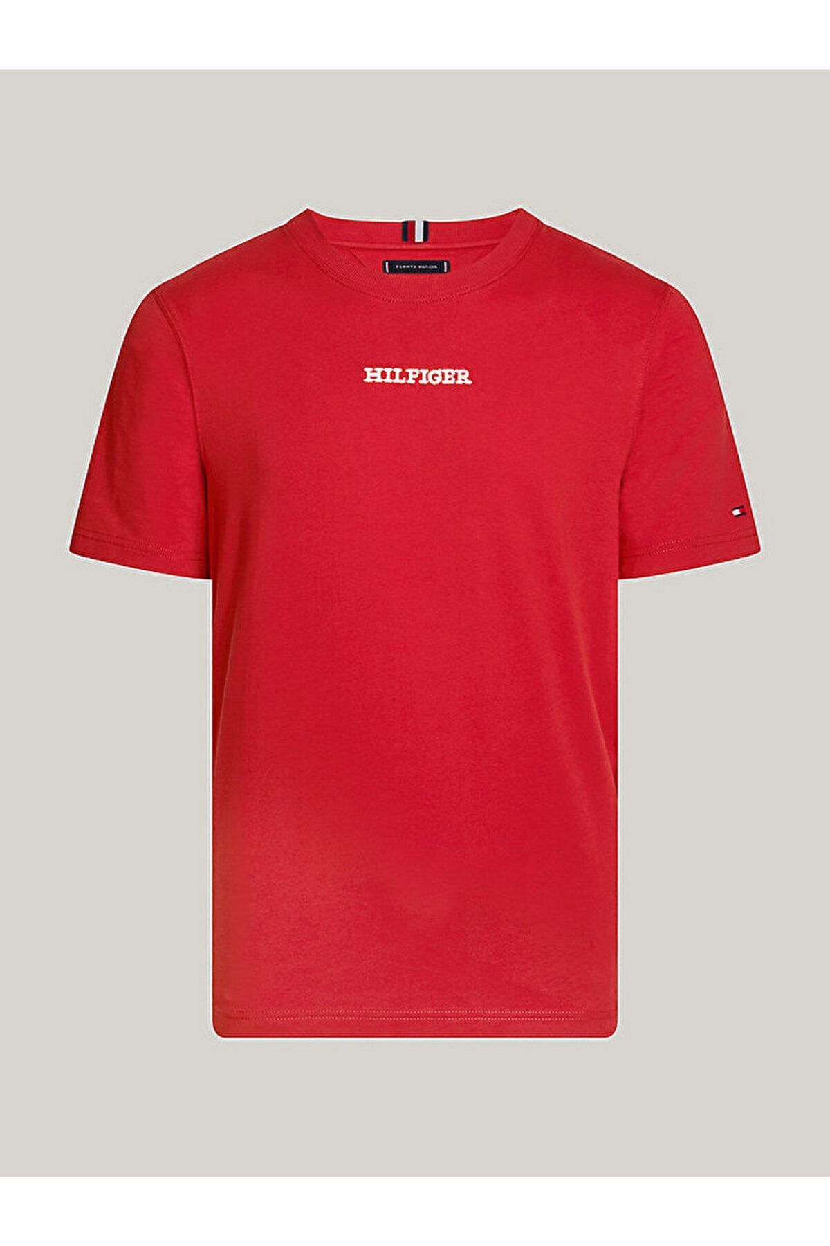 Tommy Hilfiger Men s Red T Shirt Short Sleeve Plain Model Woven Fabric MW0MW36210 XNN Trendyol