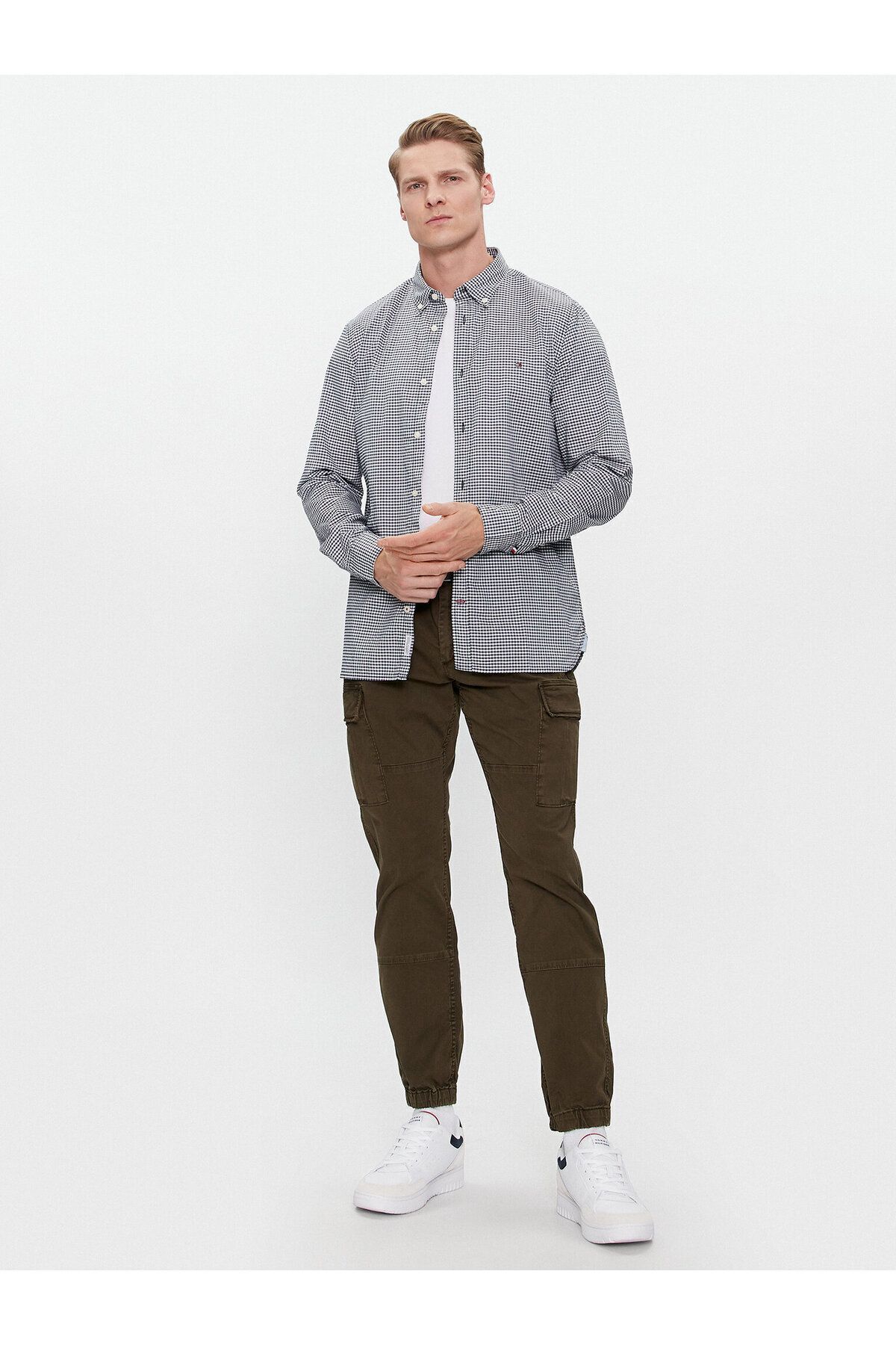پارچه بافت مردانه کمر راست مدل شلوار خاکی MW0MW31149-RBN Tommy Hilfiger