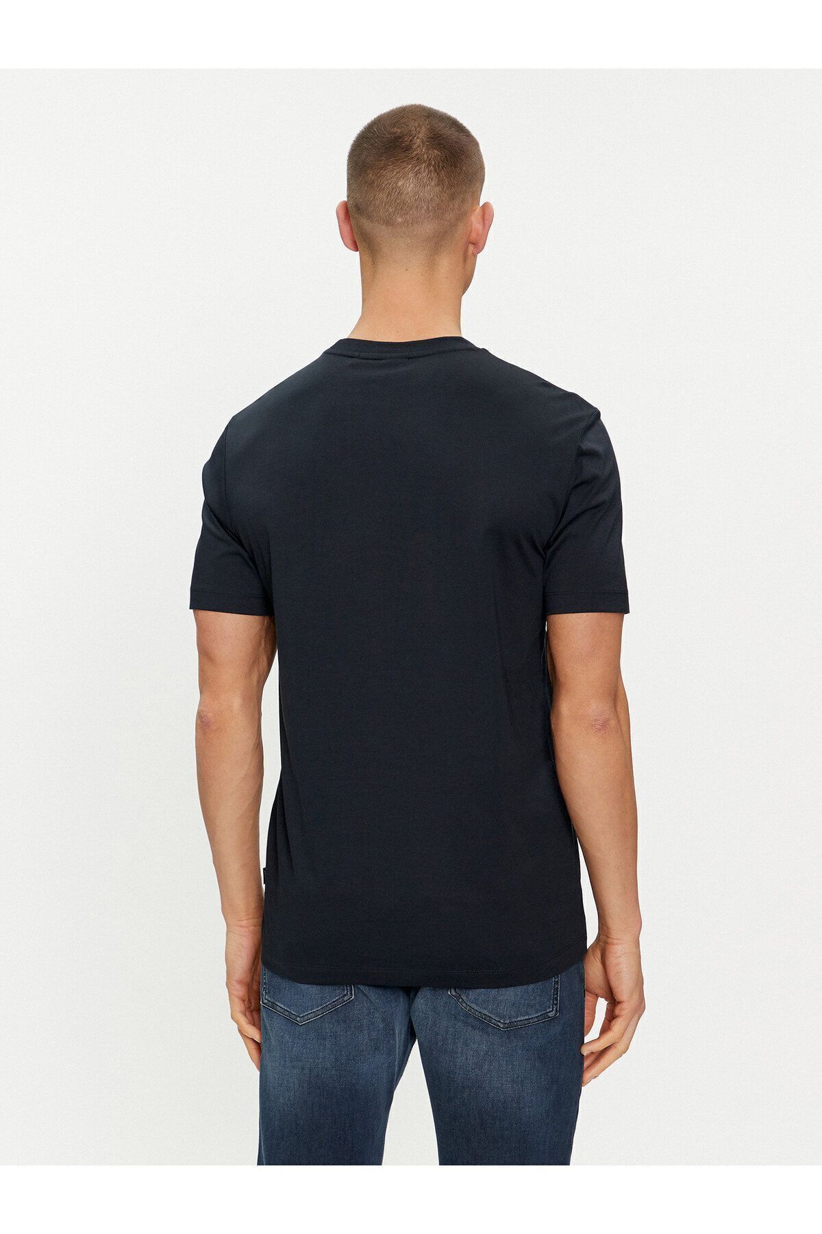 تی شرت آبی مردانه دوچرخه سواری مسطح کوتاه آستین مناسب Yaka Navy Blue 404 BOSS