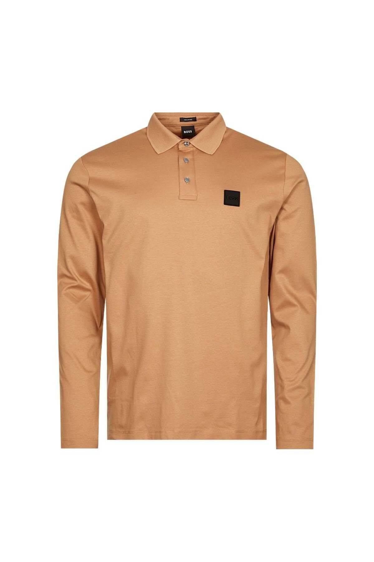 BOSS Erkek Polo Yaka Uzun Kollu Pamuklu Rahat Kesim Kahverengi Polo Yaka T Shirt 50485162 260 Fiyat Yorumlar Trendyol