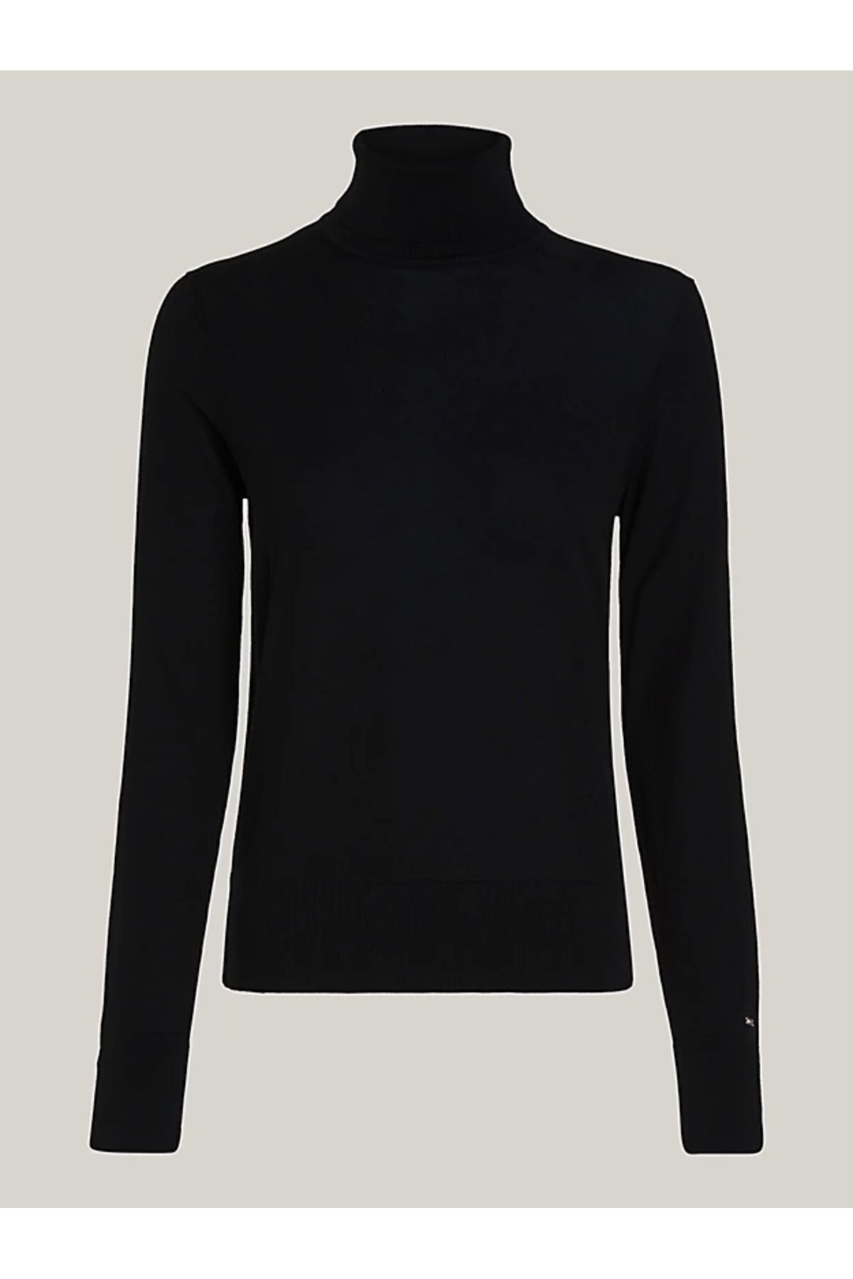 Tommy Hilfiger-Women's Logo Round Neck Long Sleeve Casual Black Sweater WW0WW40982-BDS 4