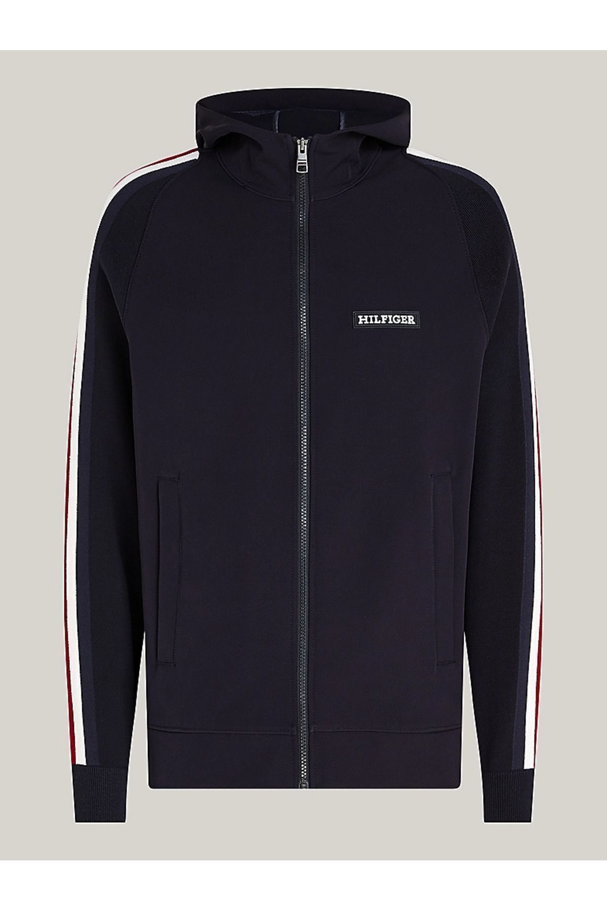 Tommy Hilfiger Erkek Kapu onlu Fermuar Kapamal Uzun Kollu Mavi Sweatshirt Mw0mw33544 dw5
