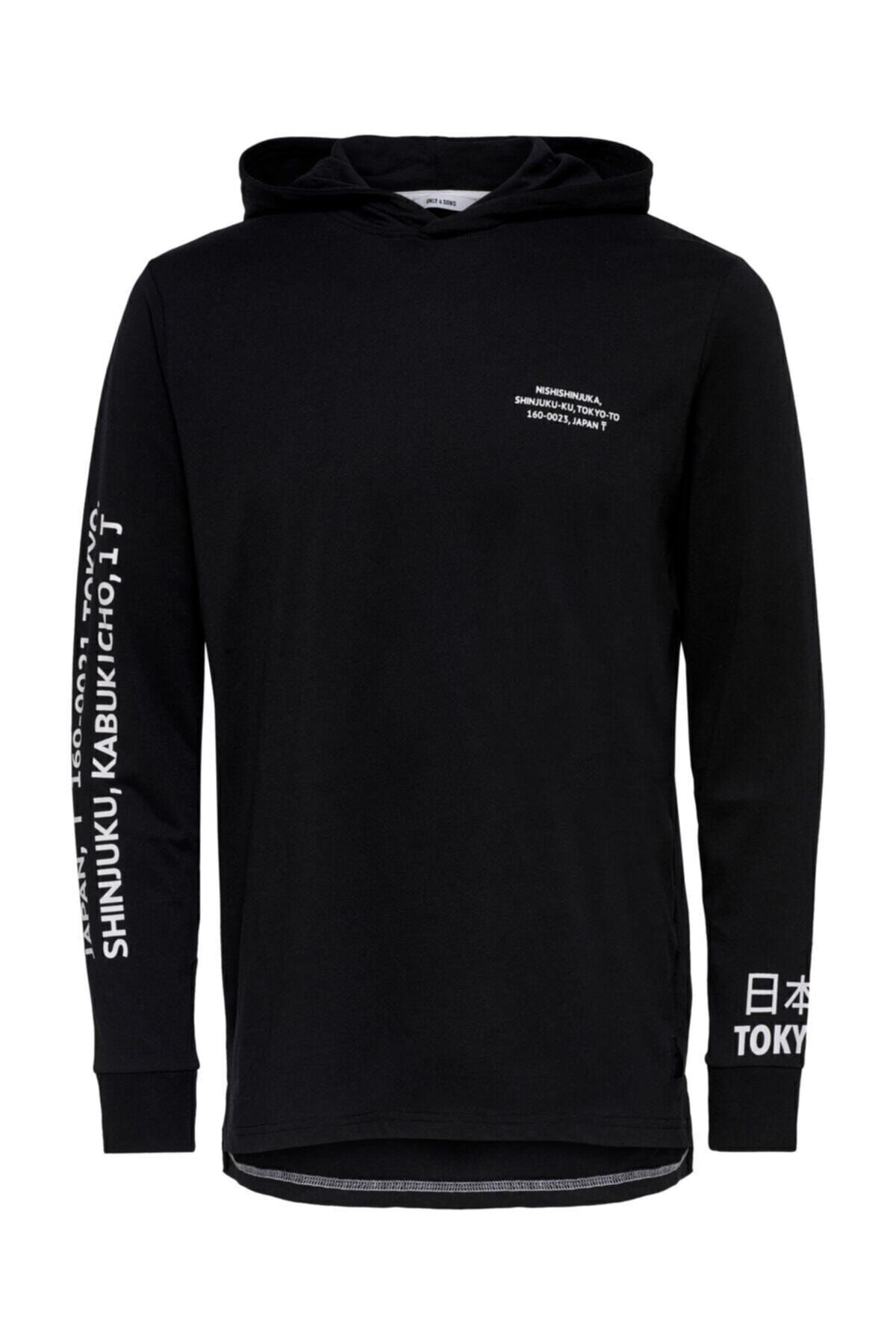 سویشرت مردانه مشکی Wf Dean Ls Tee Hoodie Exp 22012796-02 Only & Sons