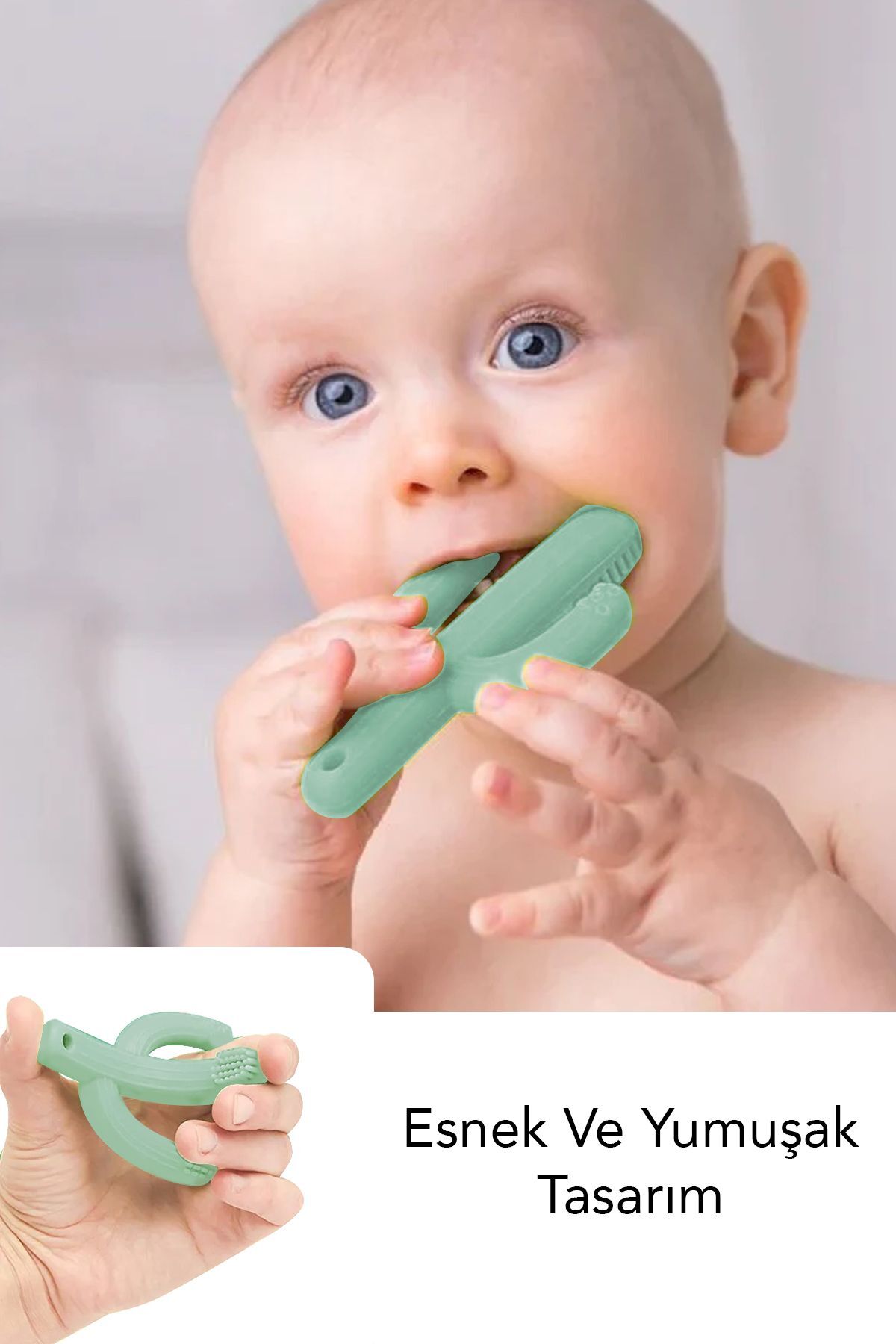Meleni Baby Kaktüs Bebek Diş Kaşıyıcı - Bebek Diş Kaşıma Dişlik Yeşil fotoğrafı 4 (önizleme)