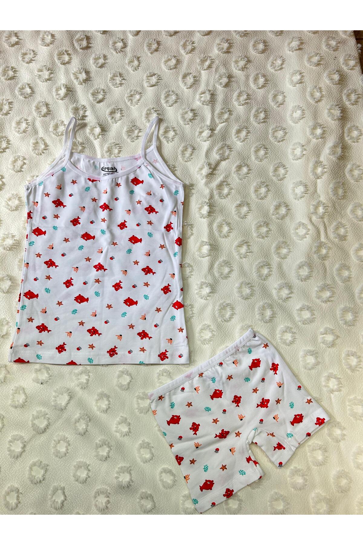 Girls White Lycra Patterned Strappy Singlet Boxer Set of 2