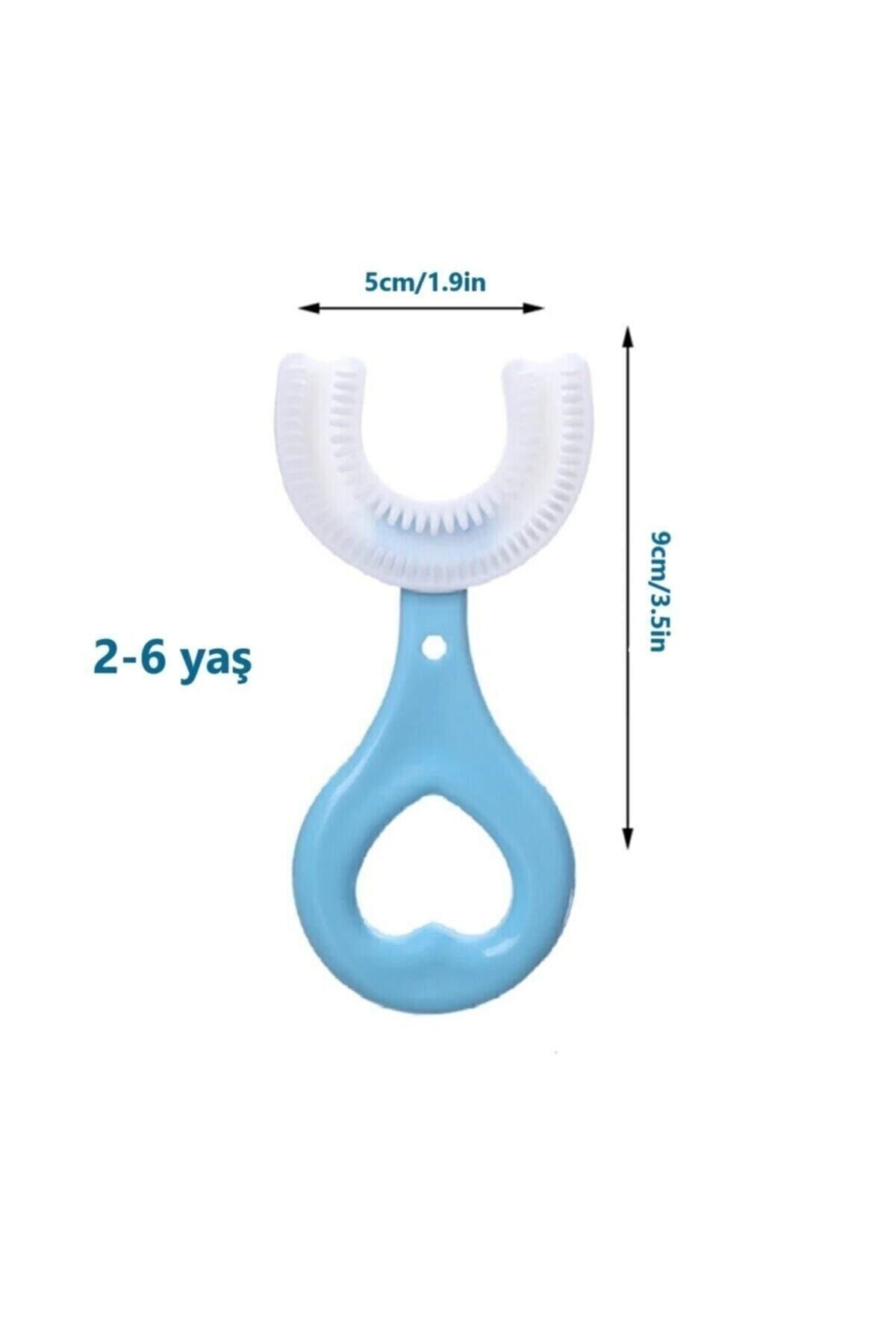 Genel Markalar U Şekilli Yumuşak Silikon Bebek Diş Fırçası 2-6 Yaş Mavi Renk!