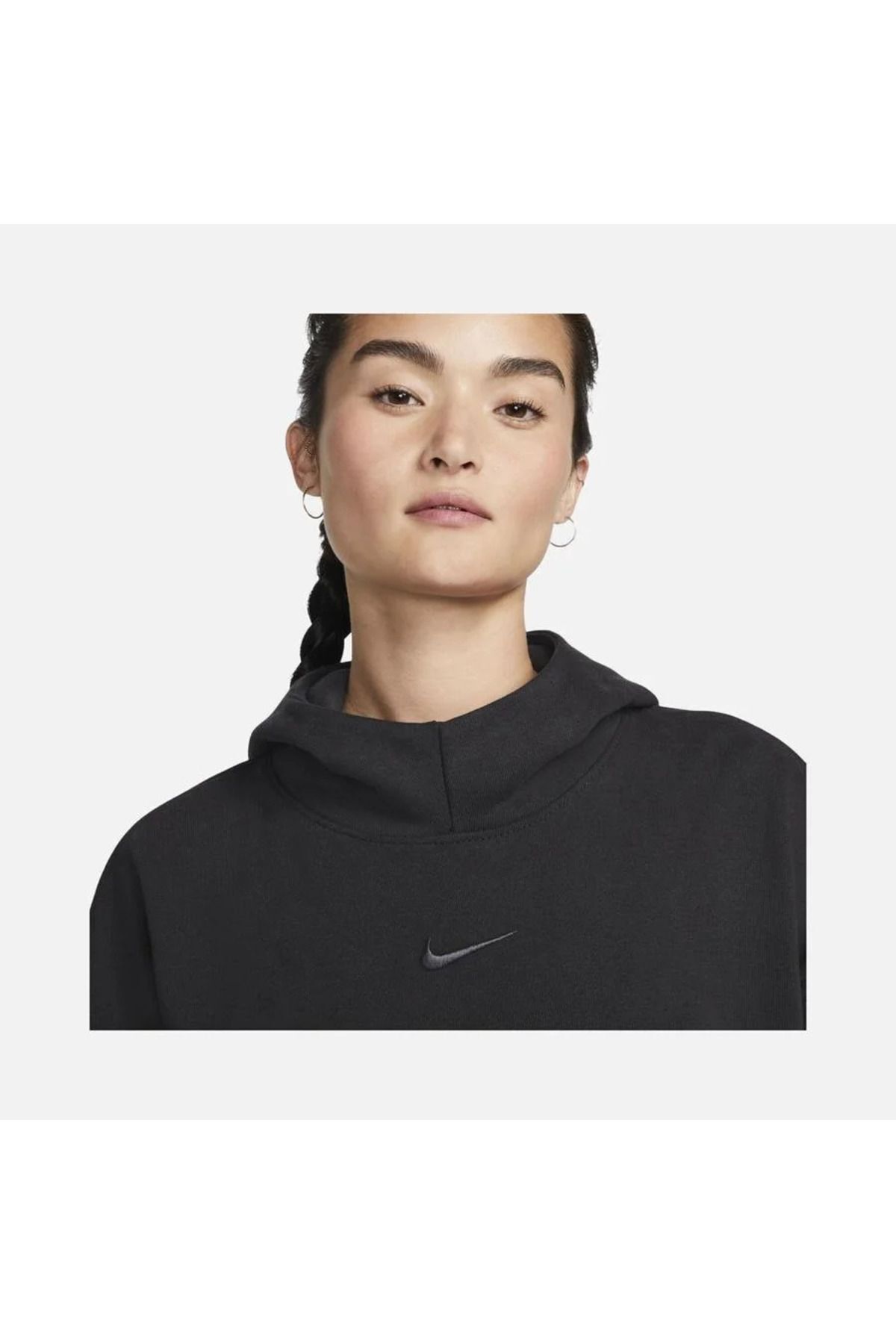 Nike-Sportswear Oversize Funnel-neck Fleece Hoodie Unisex Wide Cut Sweatshirt Dr7844-010 2