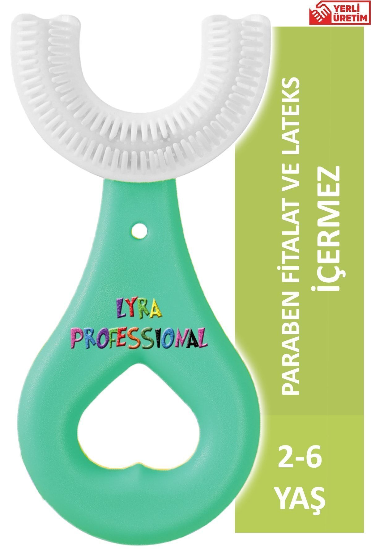 Lyra Professional U Şeklinde Pratik Çocuk Diş Fırçası 2-6 Yaş Yeşil fotoğrafı 2 (önizleme)