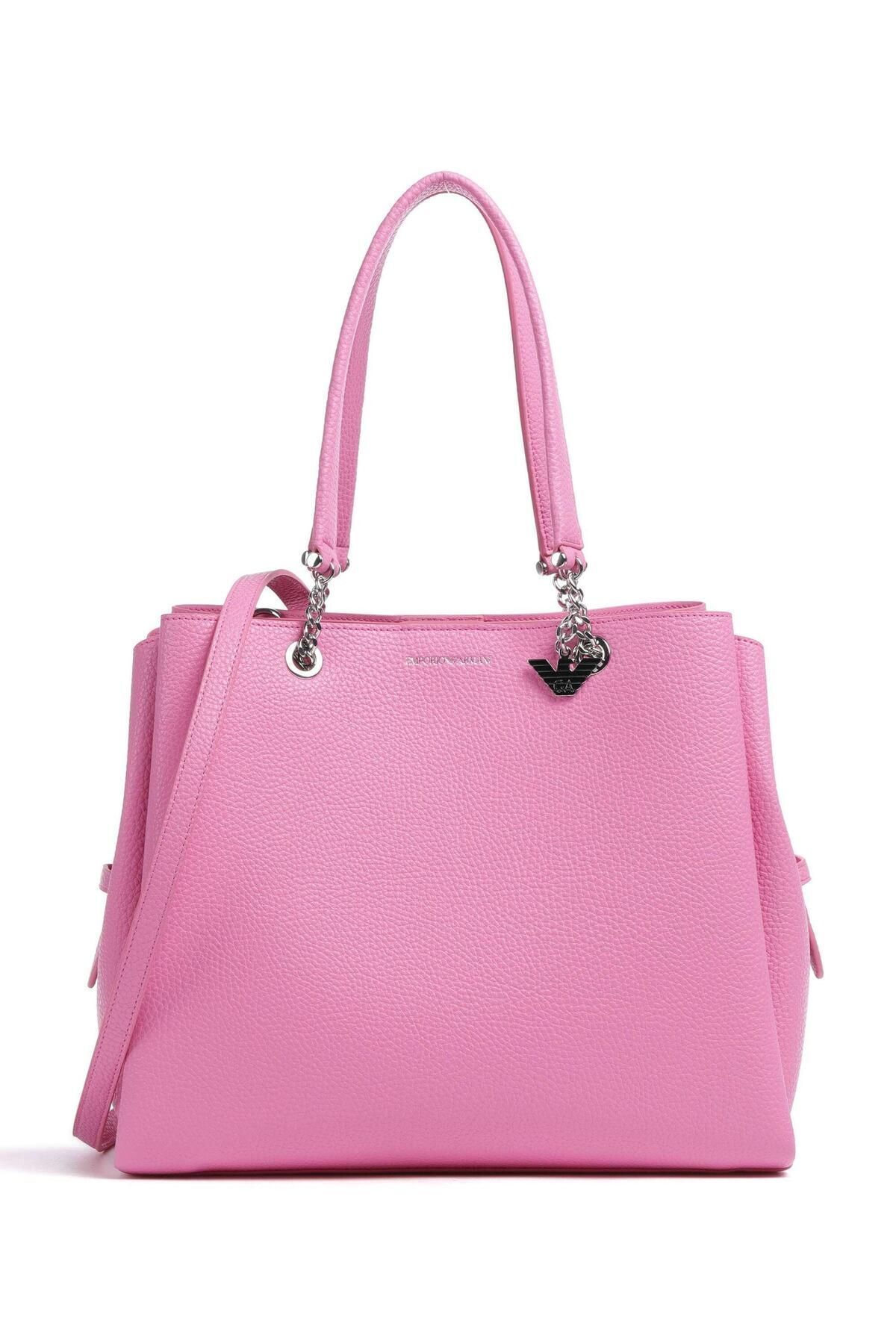 Emporio Armani Women s Logo Leather Zippered Daily Use Pink Shoulder Bag Y3D158 YFN6E 88028 Trendyol