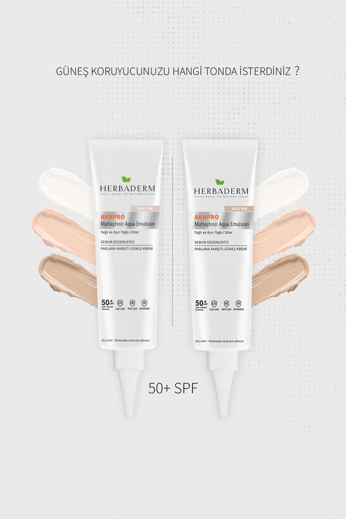 Akne Ve Yağlanma Karşıtı, Matlaştırıcı Güneş Koruyucu Krem Spf 50 Renkli Orta Ton 40 ml — herbdrm-medium — تصویر 6 از 8