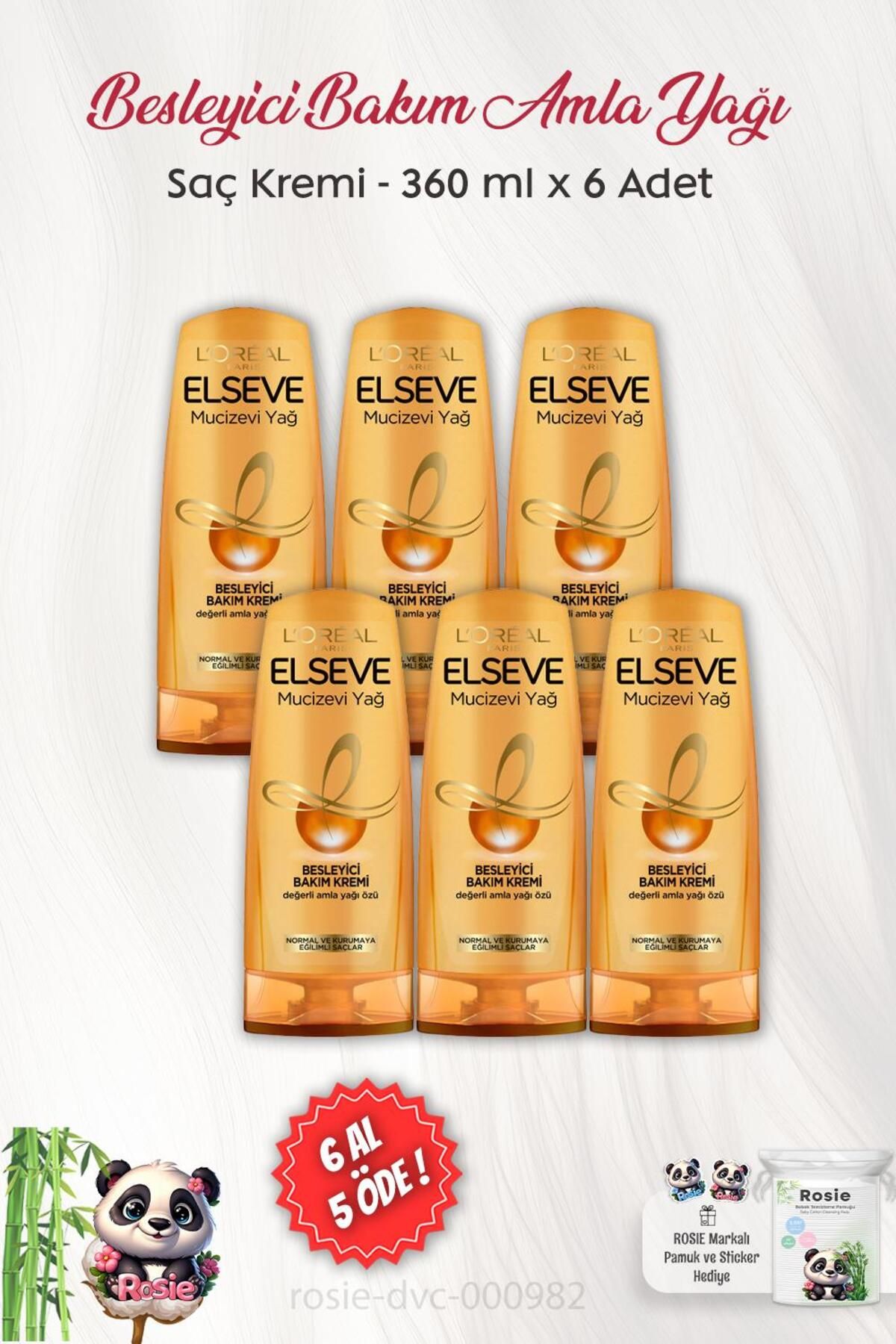 BUY 6 PAY 5 کرم مراقبتی مغذی روغن معجزه آملا روغن 360 میلی لیتر و رزی Elseve