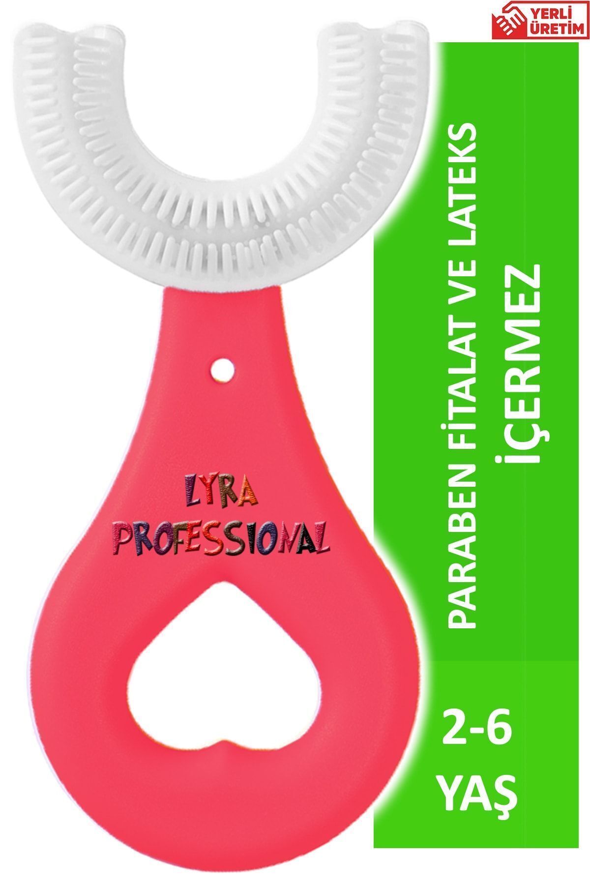 Lyra Professional U Şeklinde Pratik Çocuk Diş Fırçası 2-6 Yaş Kırmızı fotoğrafı 2 (önizleme)