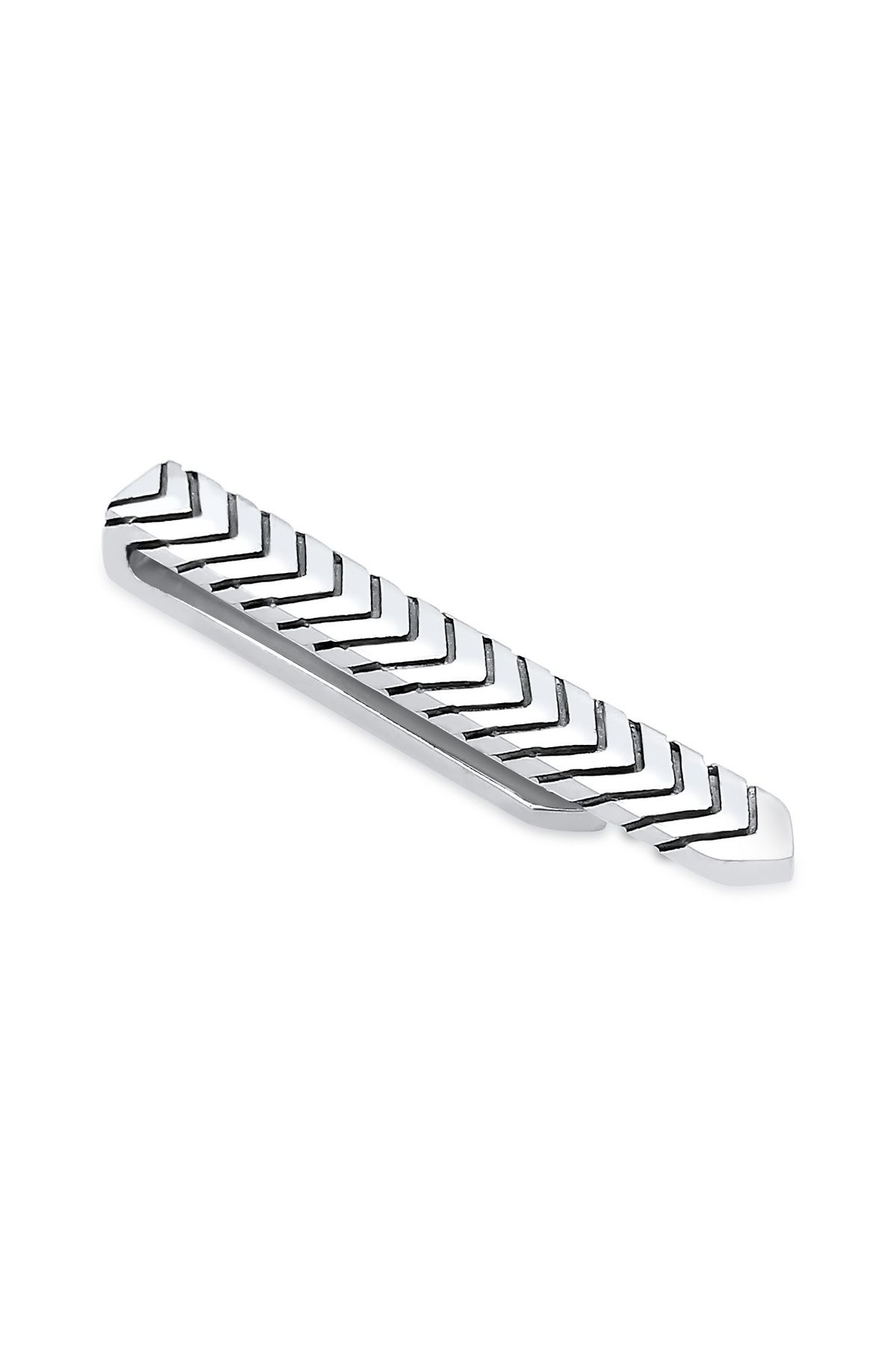 KUZZOI-Krawattennadel V-Linie Oxidiert Zeitlos Business 925 Silber 1