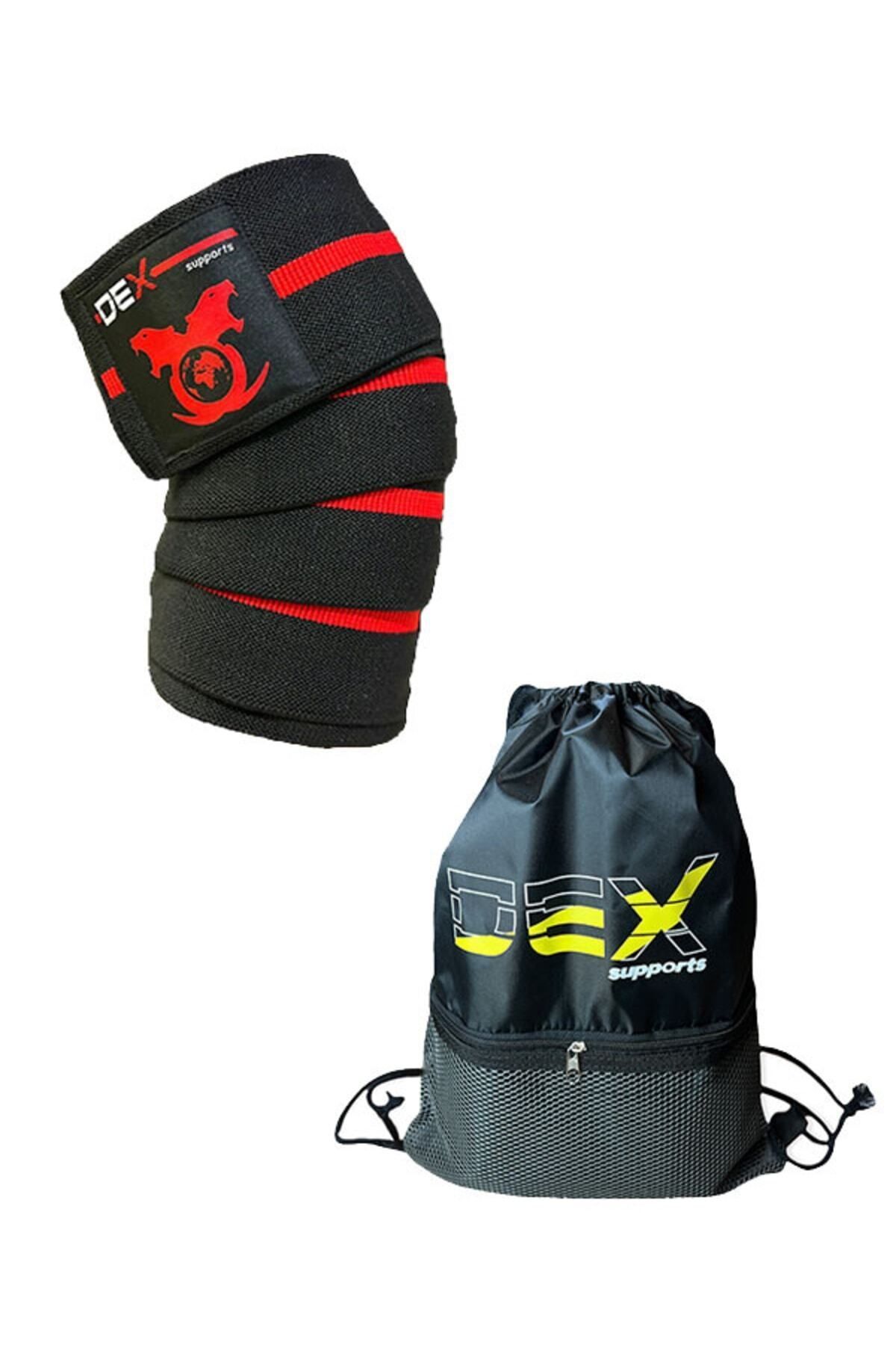 دستکش وزنه برداری مشکی Bandaji Knee Warings مجموعه Sacpack ورزشی Bag 2 Dex Supports