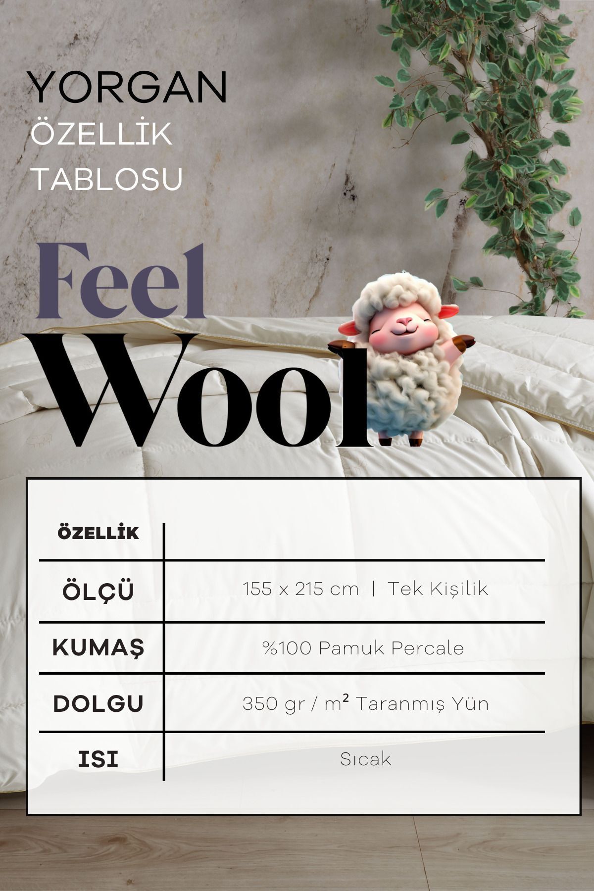 Soley-| Feelwool| Natural Wool 155 X 215 Single Quilt 4
