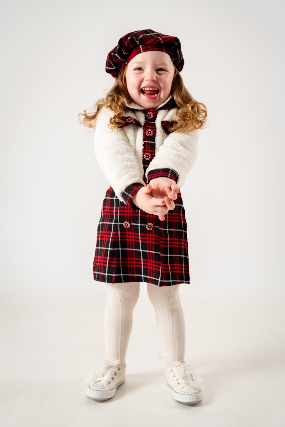 Baby Animals Kız Çocuk Kız Bebek Hırkalı Şapkalı Etekli Welsoft Peluş Oduncu Üçlü elbise takım fotoğrafı 2 (önizleme)