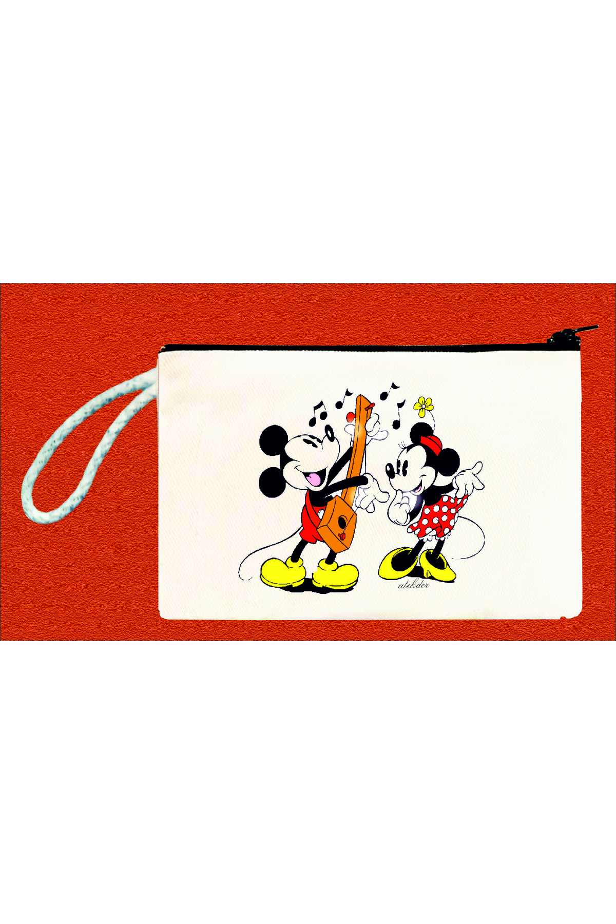 Mickey and Mini Printed Cotton Raw Cloth Wallet