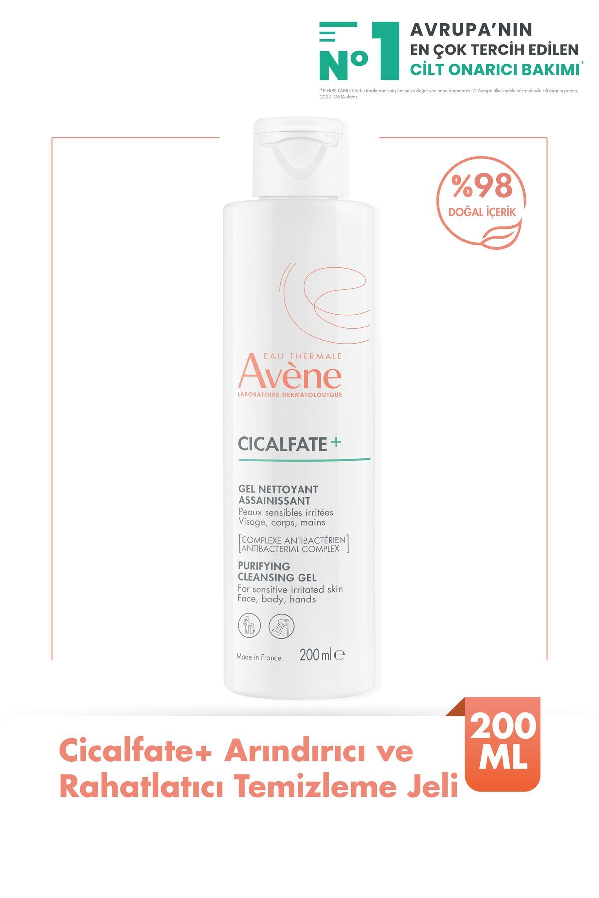 Avene Cicalfate+ Yıpranmış Hassas Ciltler İçin Arındırıcı ve Rahatlatıcı Temizleme Jeli 200 Ml 3282770150261