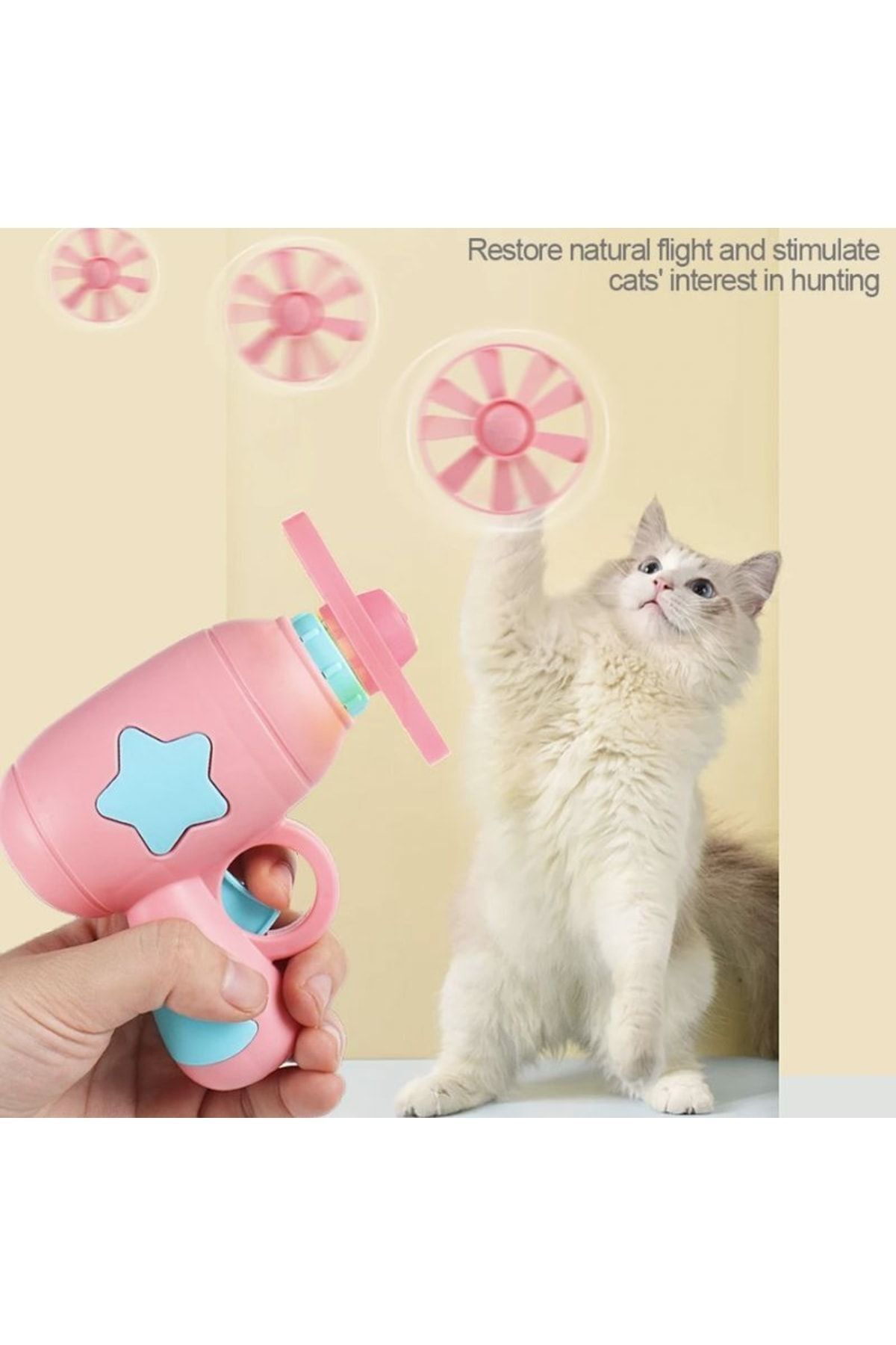 Yaratıcı Yavru Kedi Mini Helikopter Oyuncağı Uçan Renkli Pervaneler Ve Topaç