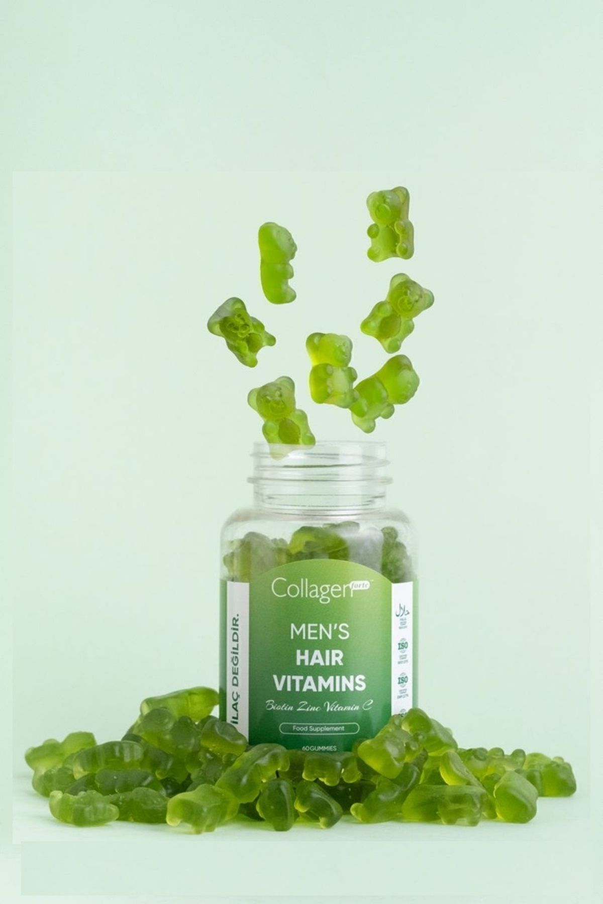 Erkekler Için Saç Vitaminleri, 60 Gummies, Biotin, Vitamin C & Çinko, Saçınıza Enerji Artışı Sağlar