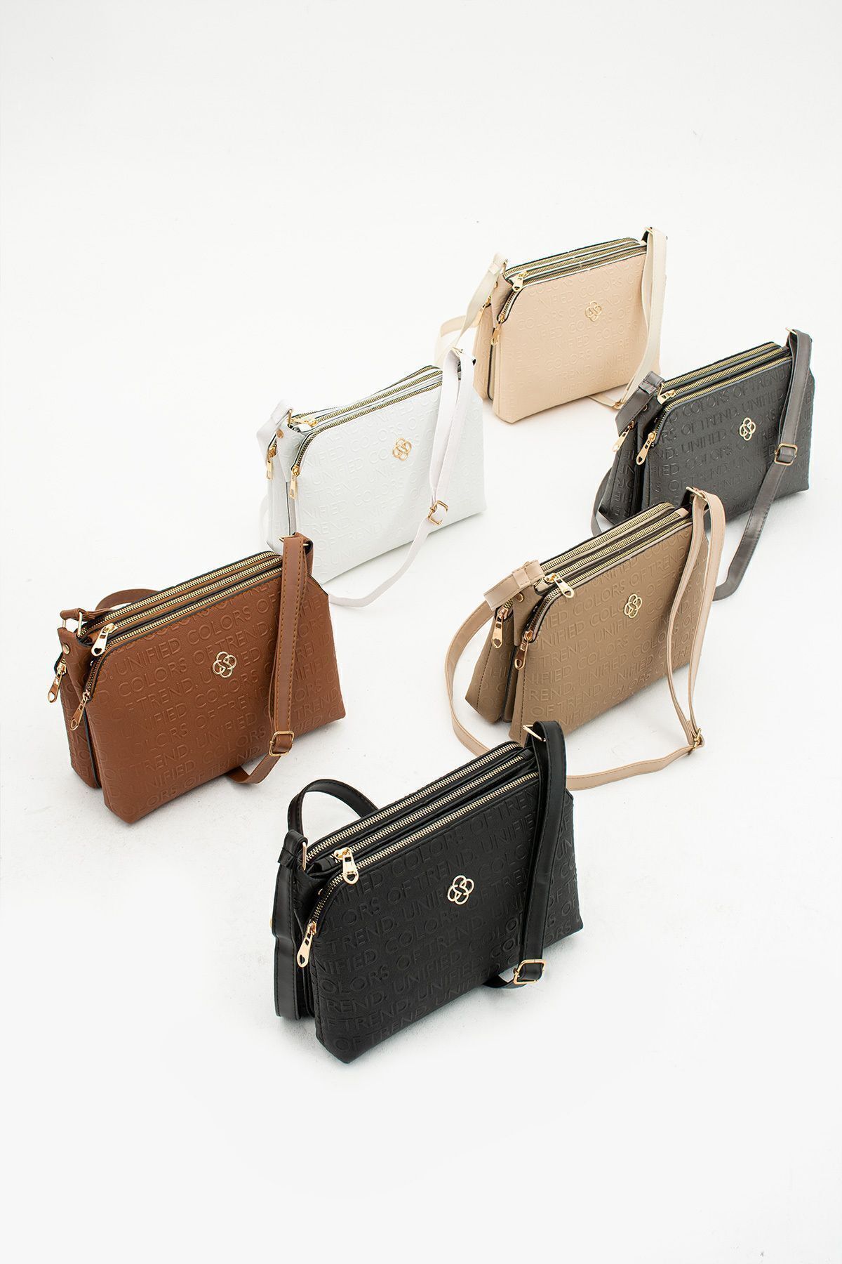mugalas-White Text Printed Three Compartment Water Repellent Shoulder Cross Strap Quality Bag 5