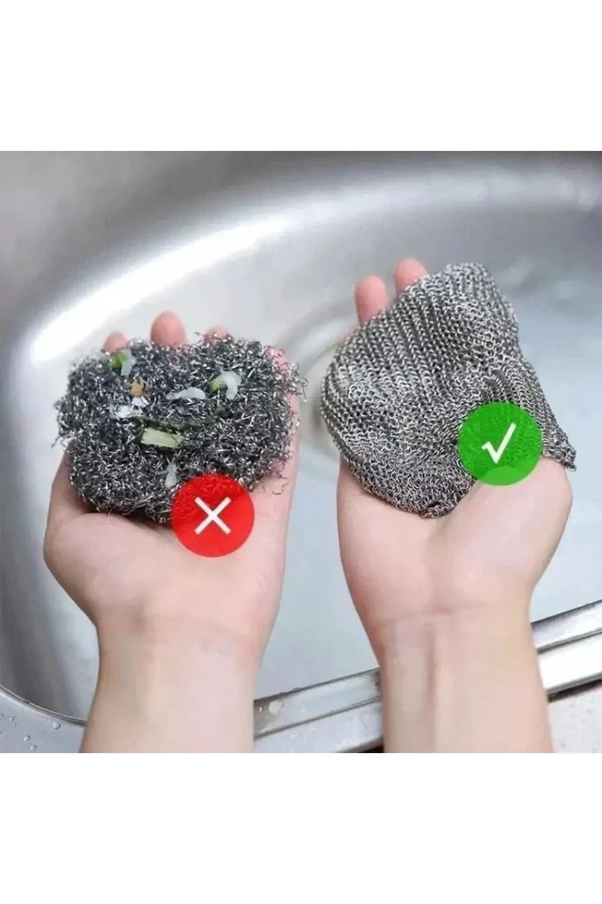 5 ADET Inox Tel Bez Bulaşık Bezi, Zor Kir Bezi, Mutfak Banyo Bezi Çift Katlı Çok Amaçlı Bez - 5