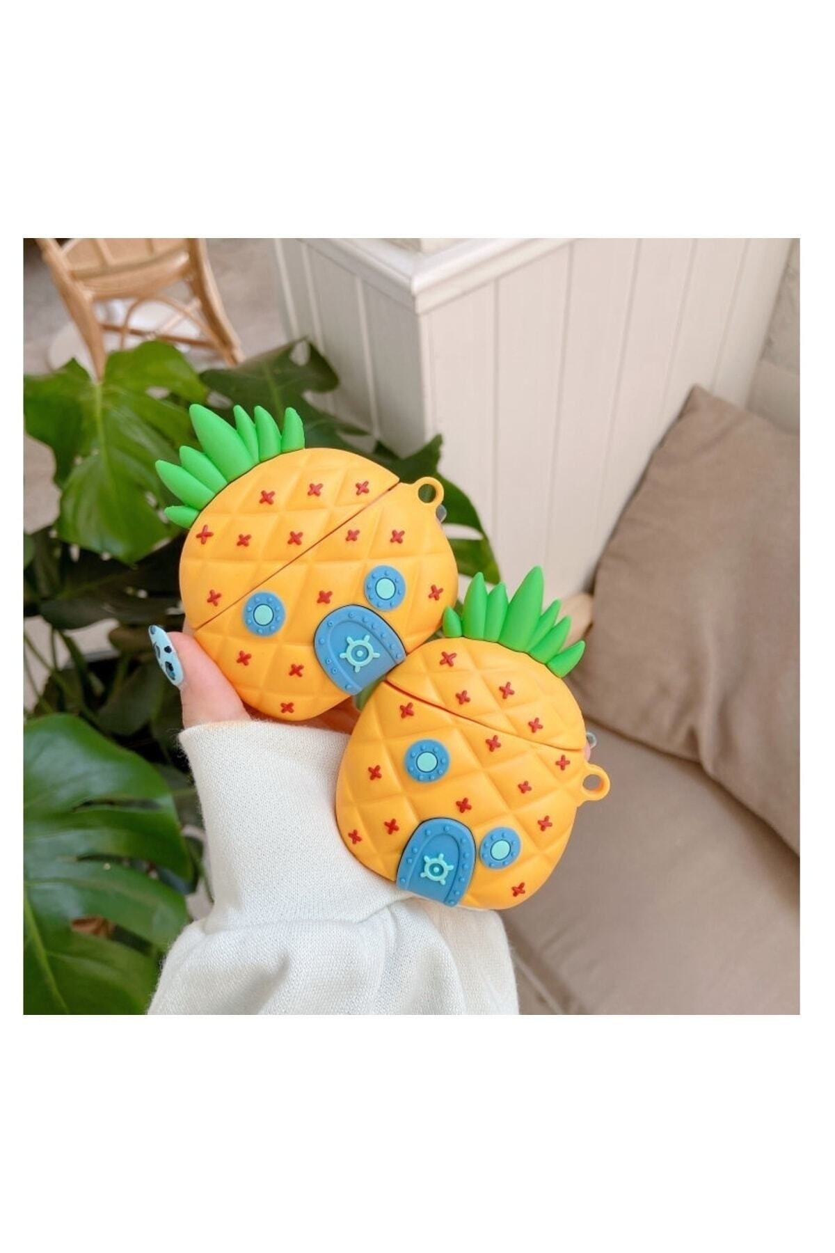 Pro 2. Nesil Uyumlu Sevimli Ananas Tasarımlı Silikon Kulaklık Koruma Kılıfı