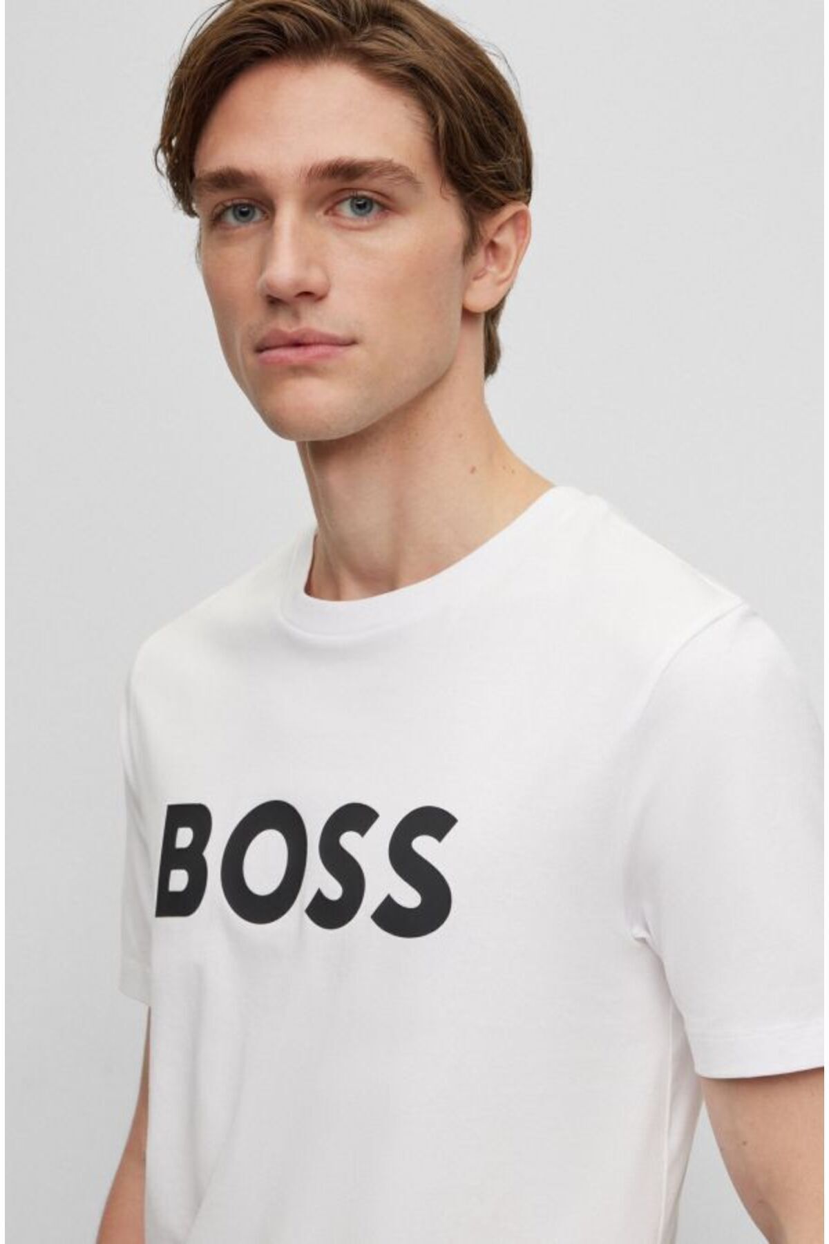 تی شرت سفید مردانه توری اورجینال BOSS