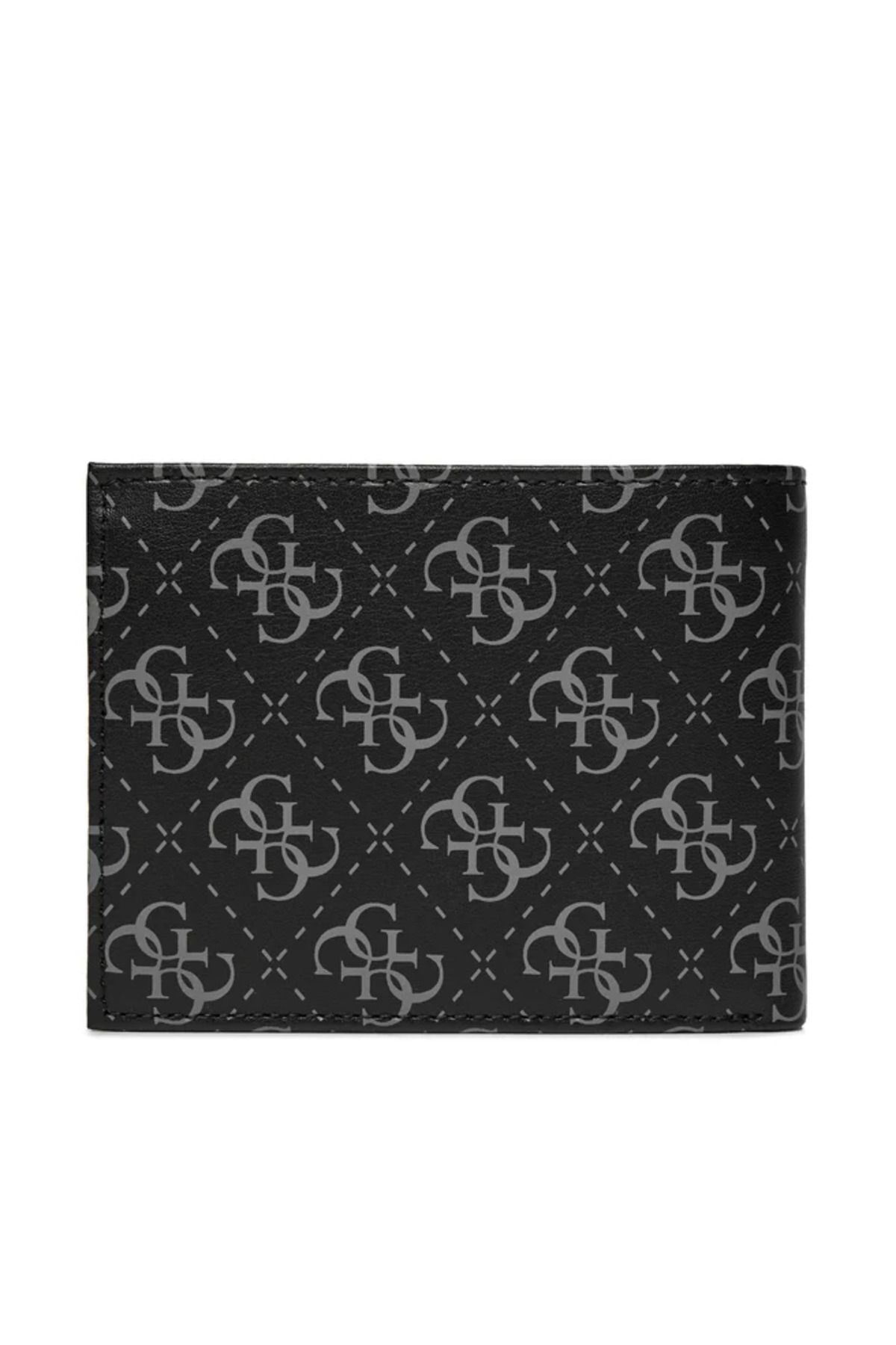Guess-Men's Black Wallet - Logo Printed, Multi-Compartment Fabric, Use 2
