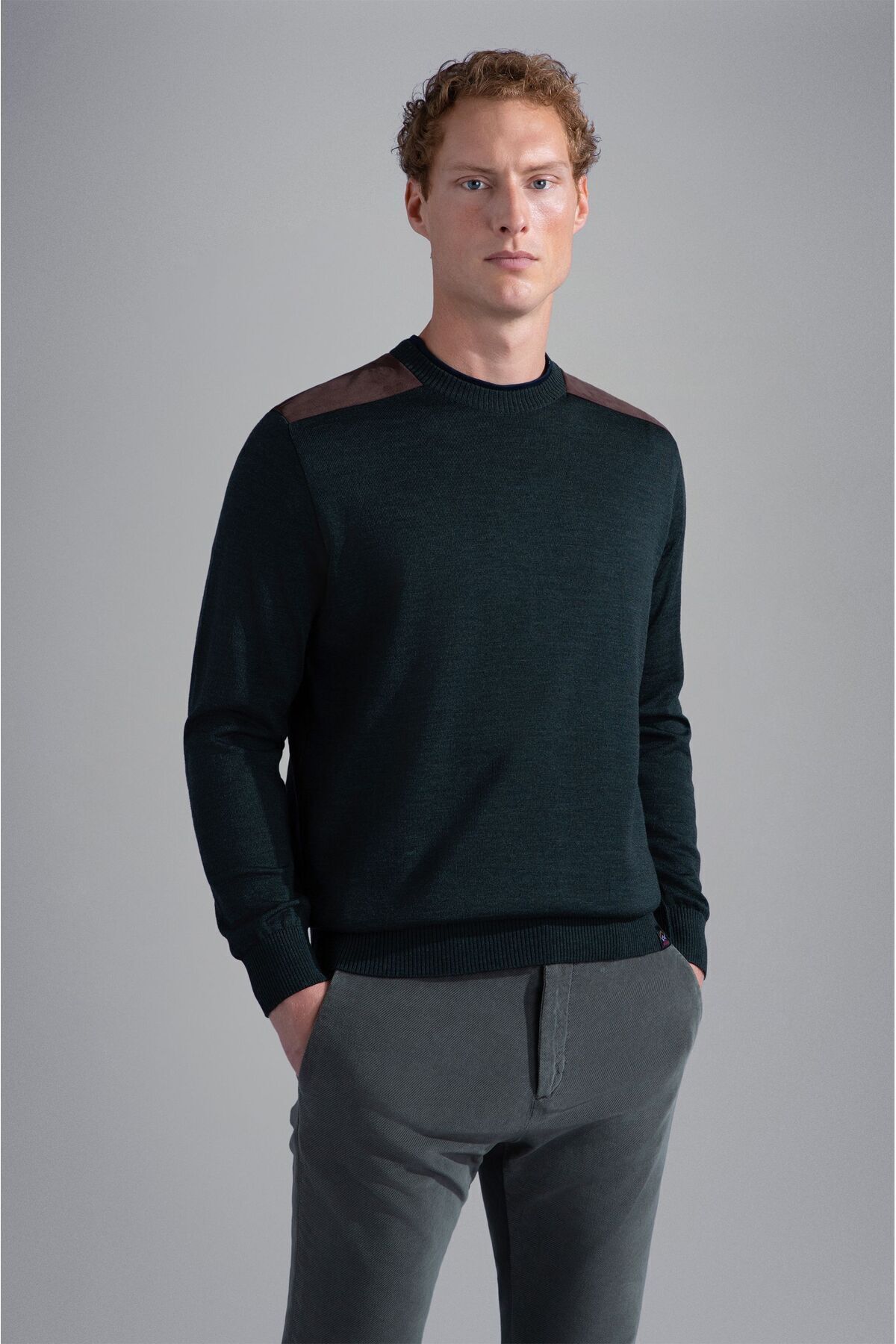 پال اند شارک ژاکت مردانه یقه گرد نخی طرح لوگو، رنگ سبز، کد ۱۳۳۱۱۰۴۰A-۱۳۶