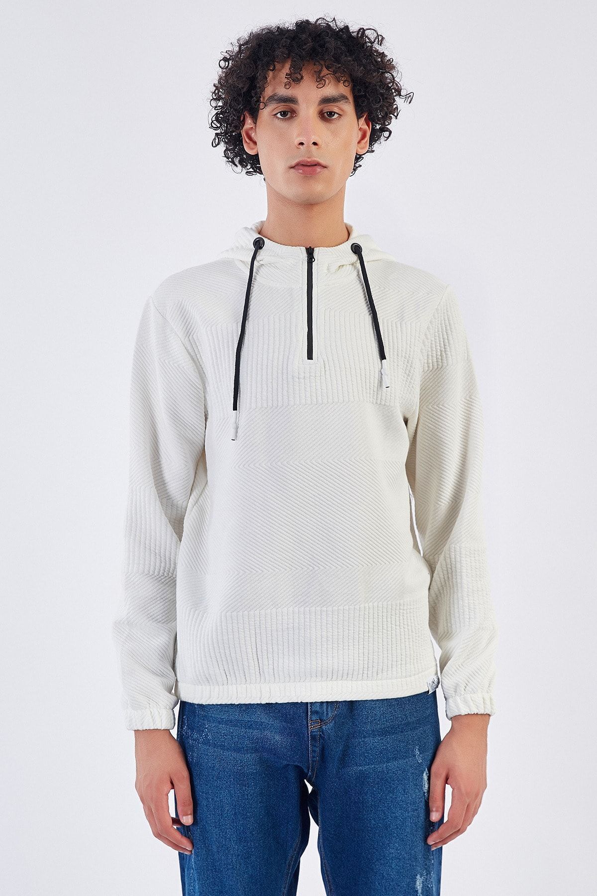 Ekru Jakarli Örme Sweat | Me21W225046