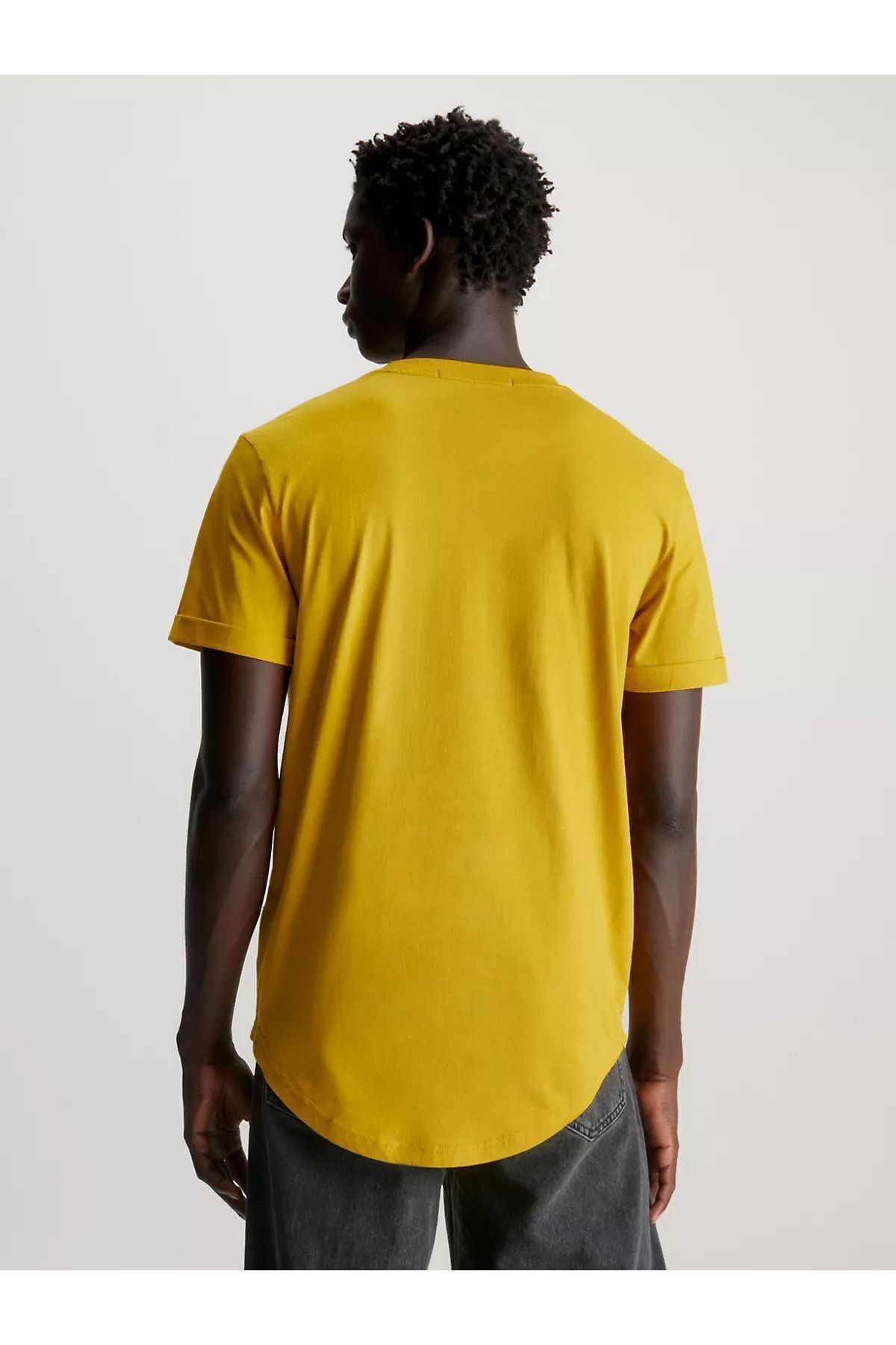 Calvin Klein Men s Brand Logo Round Collar Cotton Daily Use Yellow T Shirt J30J323482 ZIE Trendyol