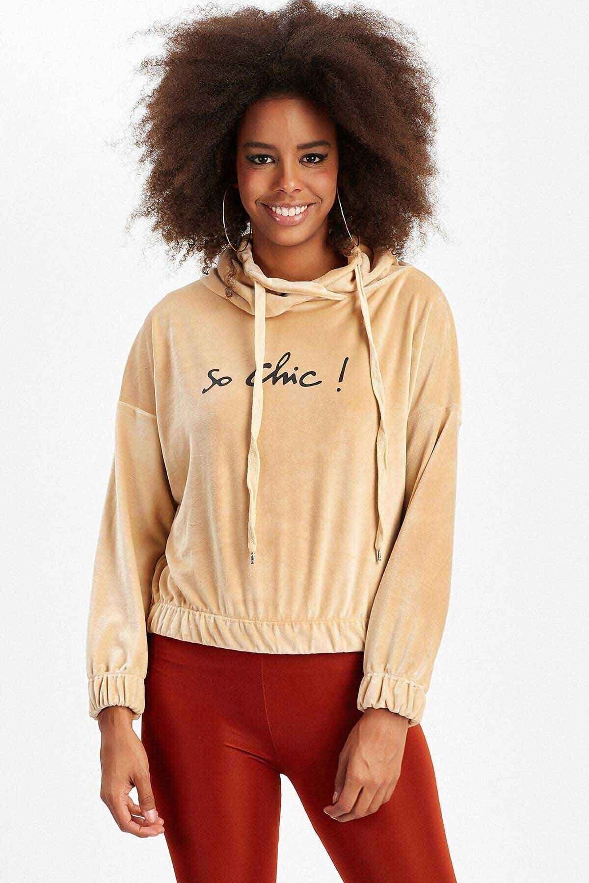 Taş Şal Yaka Kadın Sweatshirt | MK19W272695