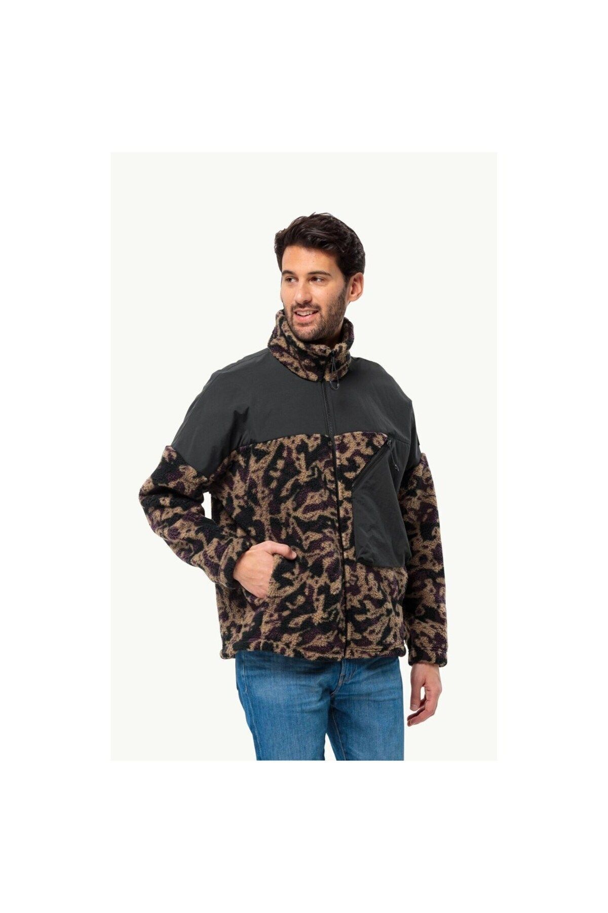 ژاکت مخمل دار مردانه در فضای باز Maarweg Print Jkt 1711231-8889 Jack Wolfskin