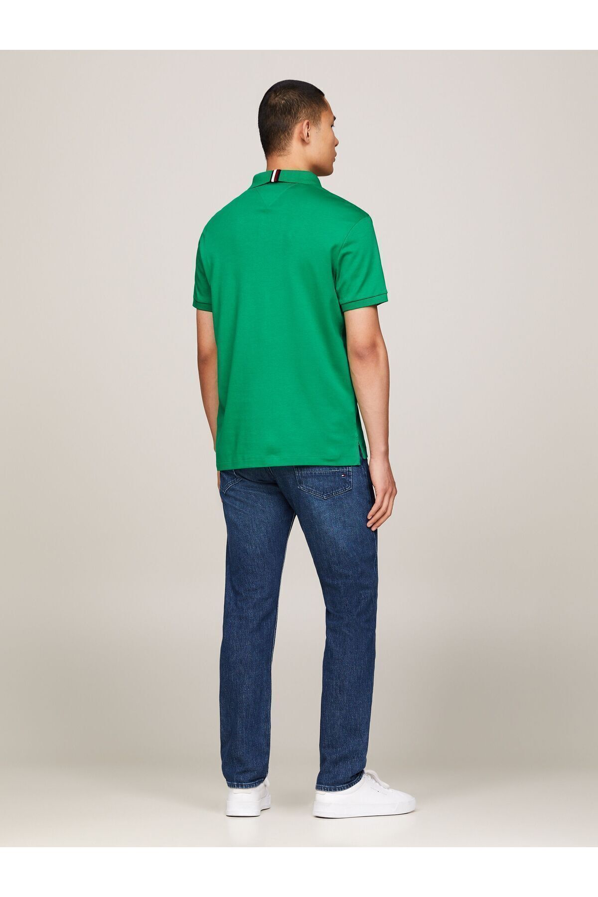 تی شرت یقه پولو سبز مردانه بافی بافندگی روزانه چند قطبی Green Mw0MW34783 L4B Tommy Hilfiger
