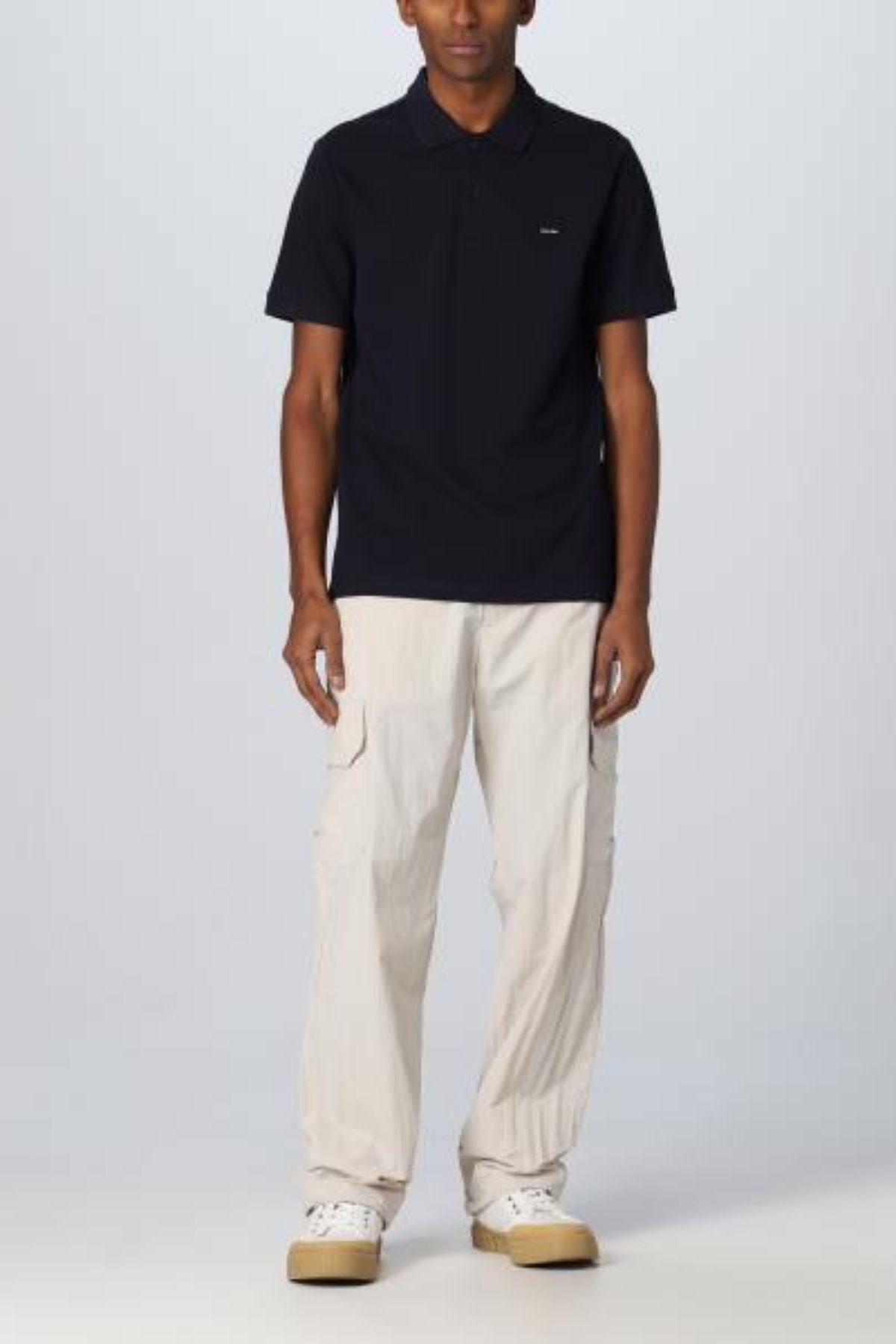 تی شرت یقه پولو آبی مردانه آرم مارک اورجینال Calvin Klein