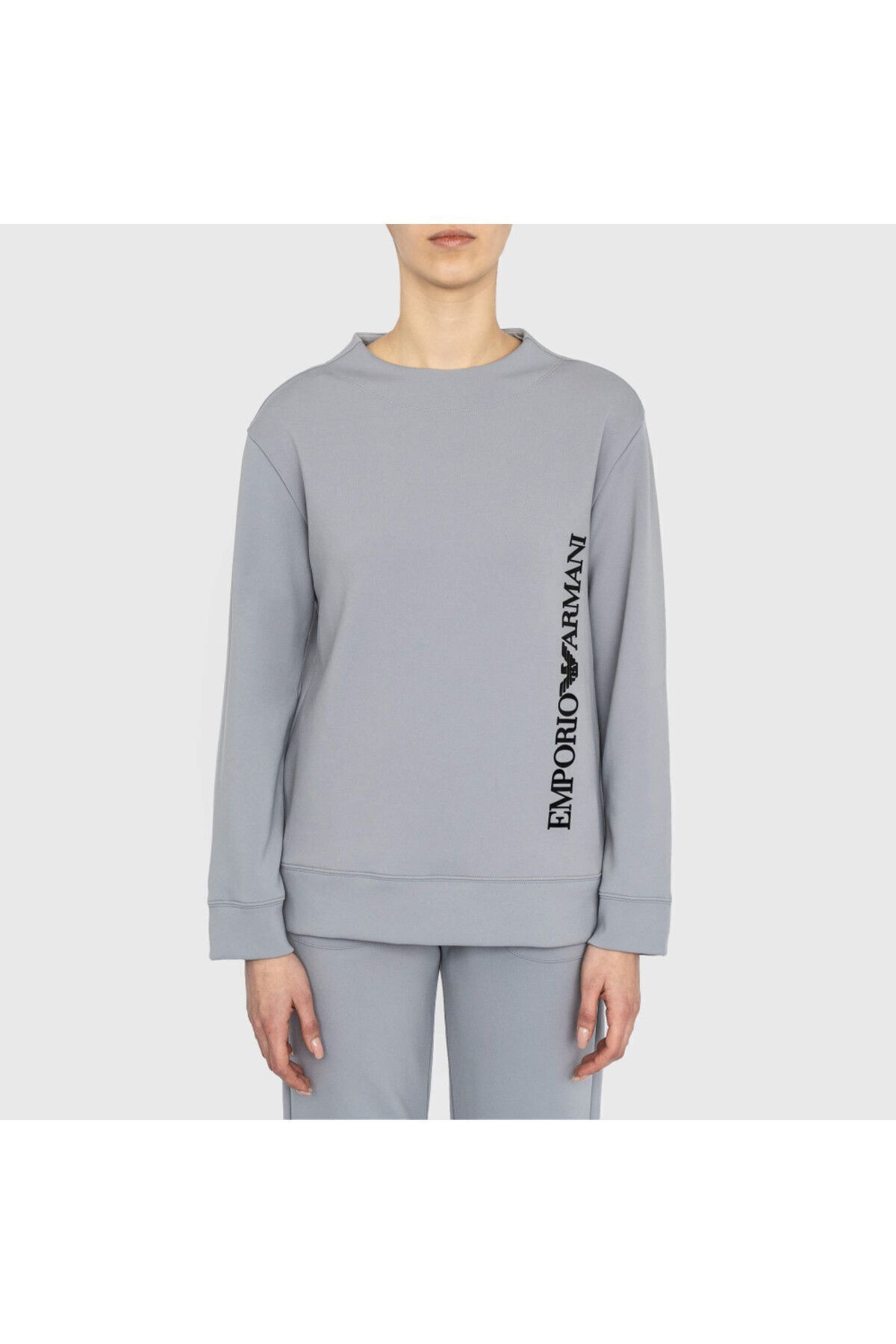 Emporio Armani Kad n Marka Logo Detayl Bisiklet Yaka Regular Fit Gri Sweatshirt 6R2M7J 2JXGZ 0608 Kad n Giyim