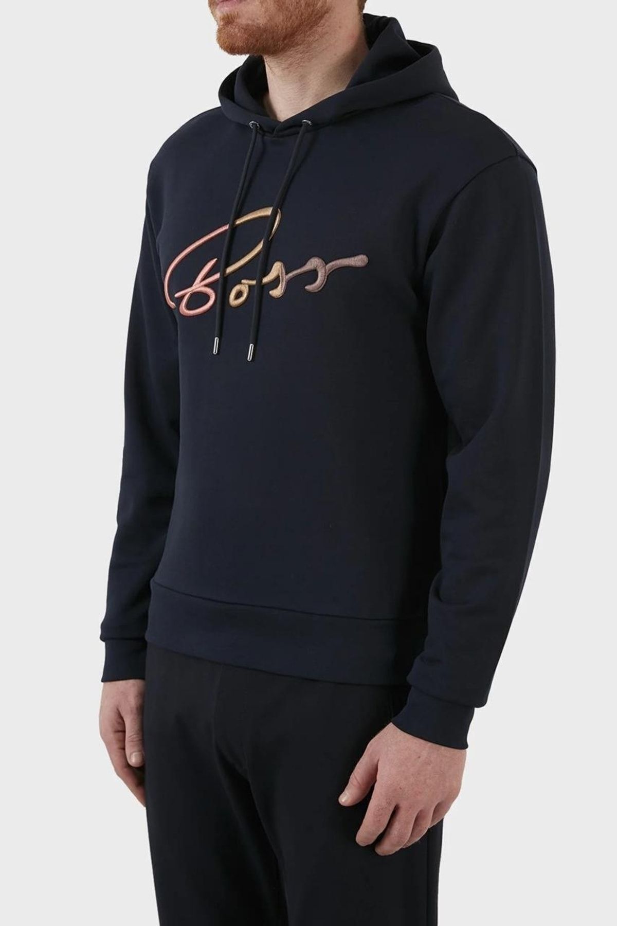 سویشرت آبی مردانه Hugo Cotton بزرگ اورجینال BOSS