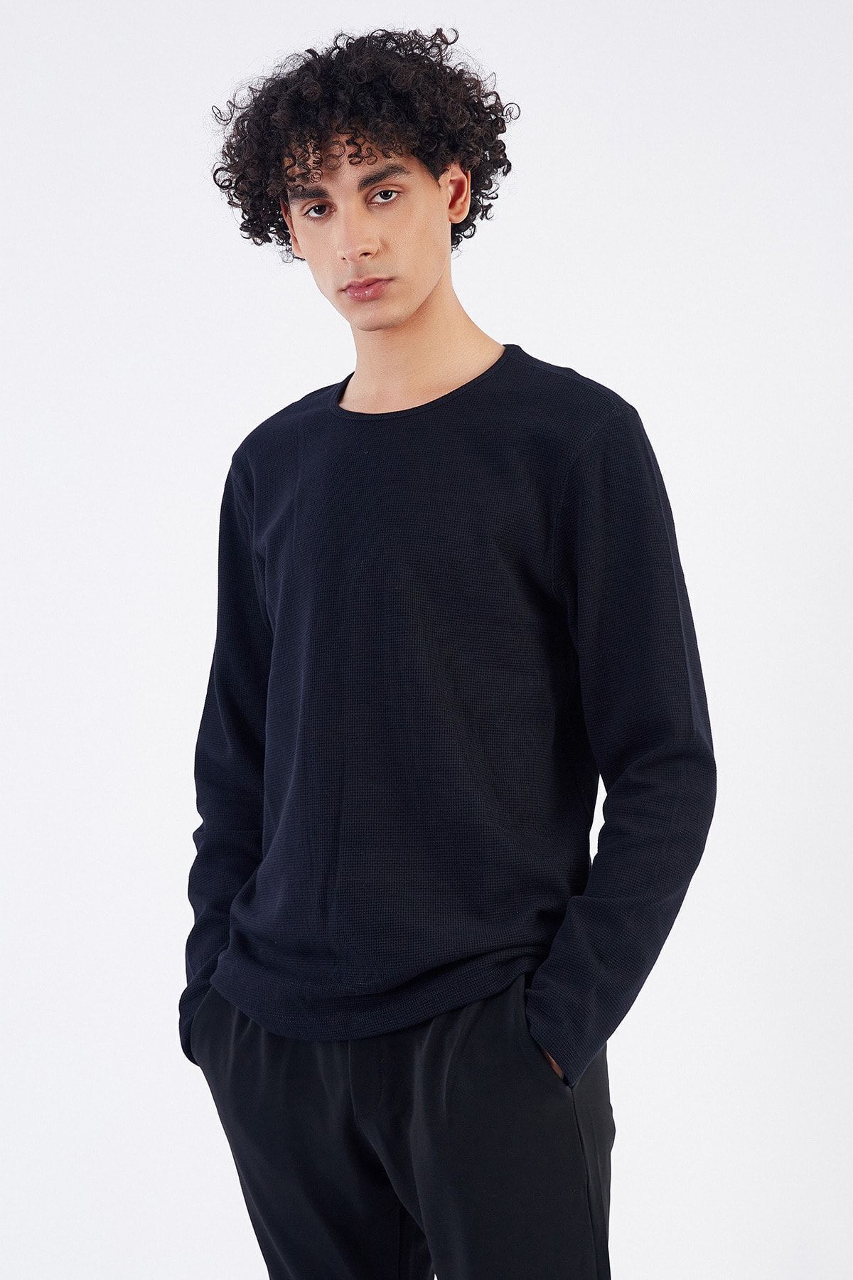 Lacivert Bisiklet Yaka Basic Uzun Kol T Shirt | Me21W215004