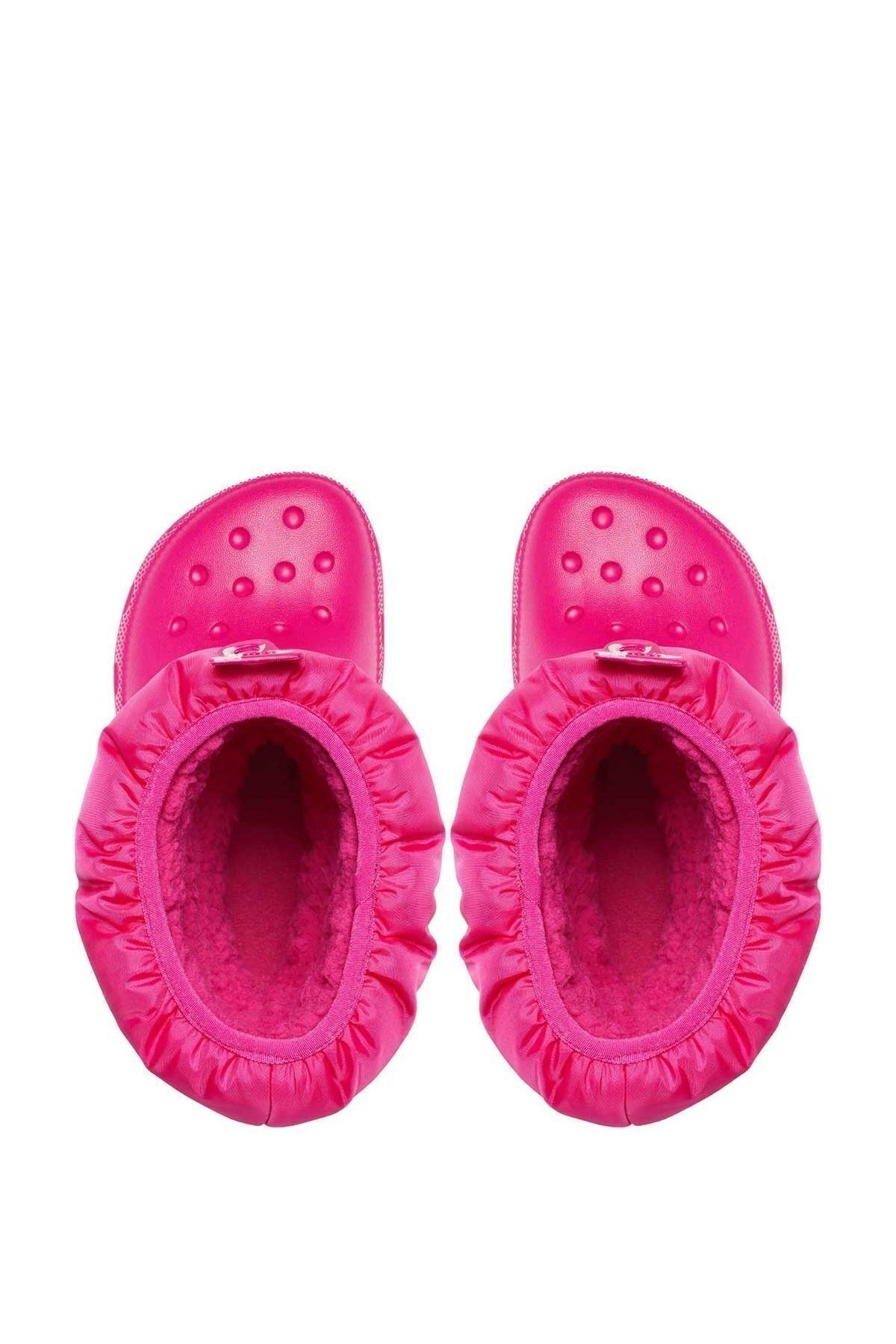 چکمه و بوت صورتی دخترانه بچگانه های برفی کلاسیک نئو پاف بچه گانه 207684 Crocs