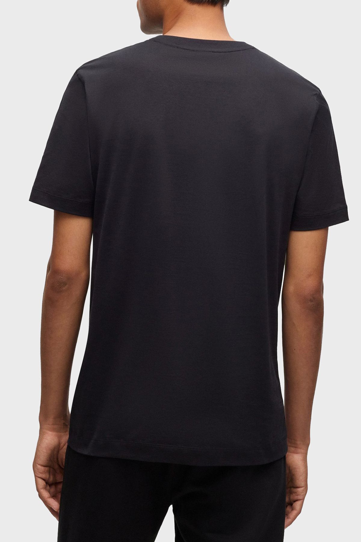 Tシャツ・カットソー BOSS Men T-shirt Black 50468347 001 BOSS - Cotton-jersey T-shirt with logo detail - Black
