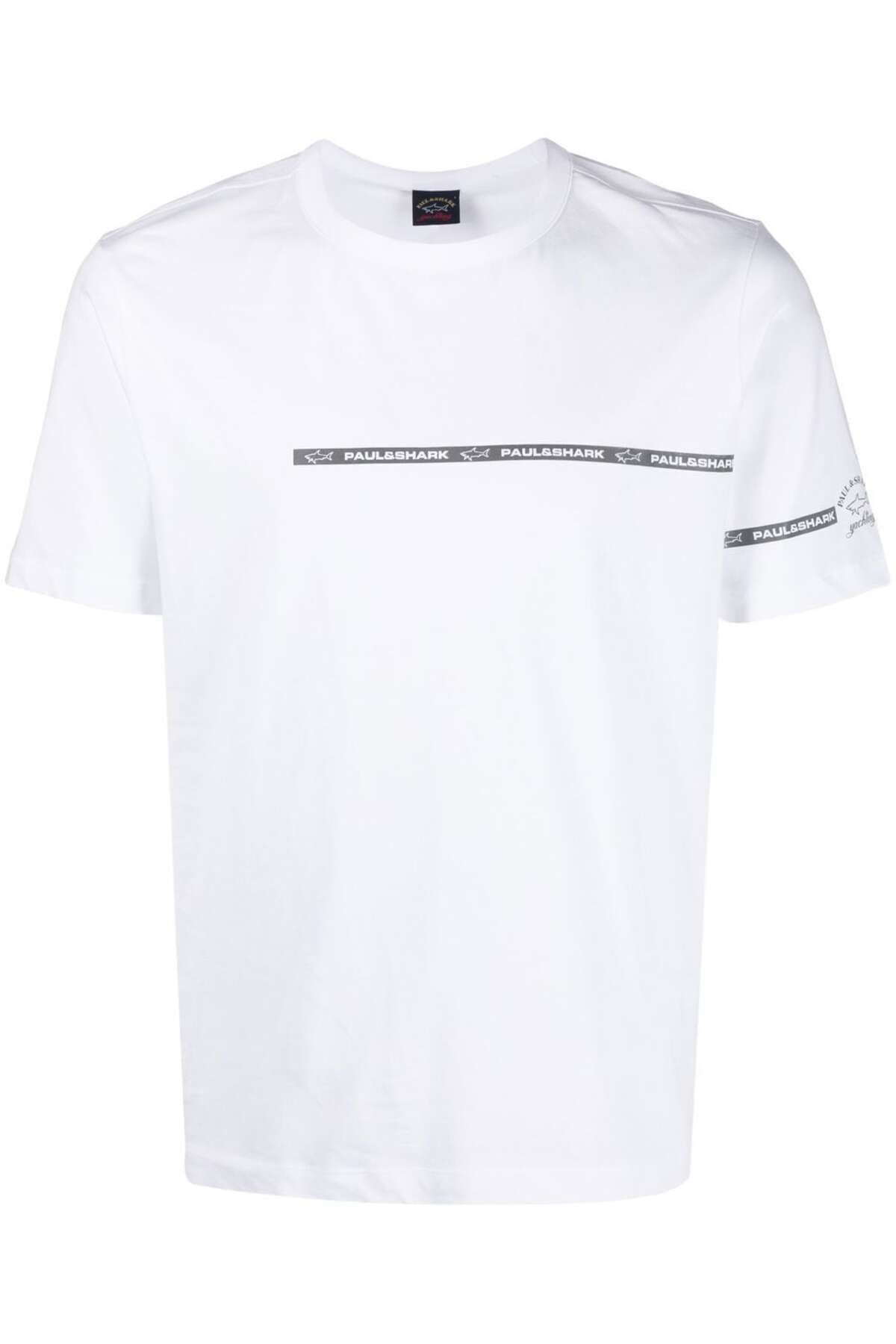 PAUL&SHARK-Ανδρικό λογότυπο Basic Regular Fit κοντομάνικο λευκό μπλουζάκι 23411033A-010 5