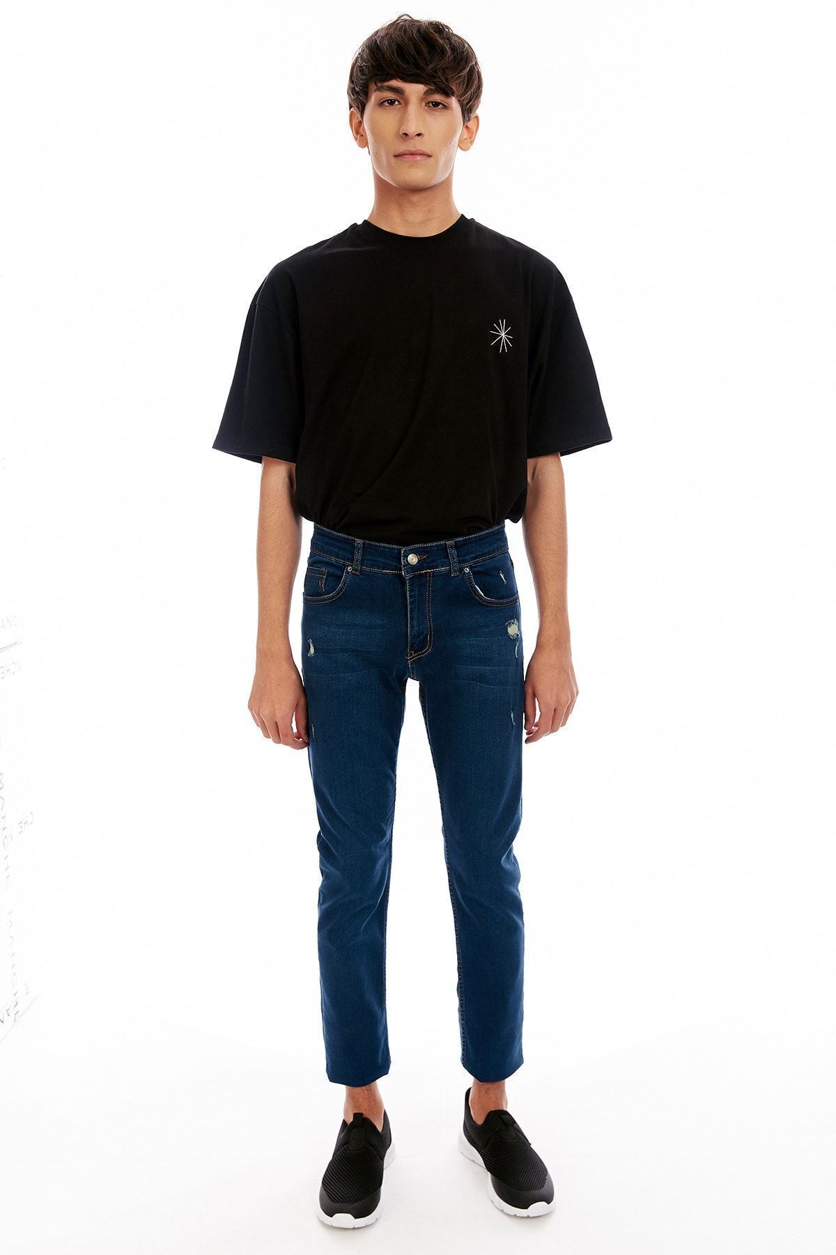 Erkek Mavi Lazerli Pantolon | MJ21W410075