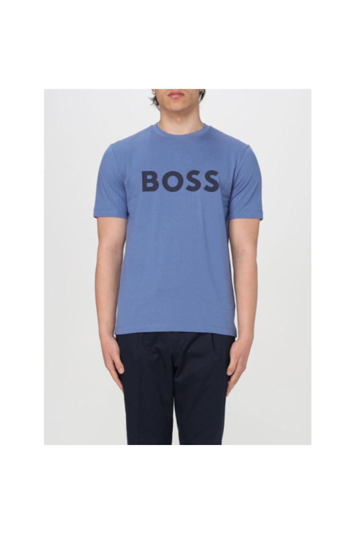 تی شرت آبی مردانه آستین کوتاه مناسب ، 479 BOSS