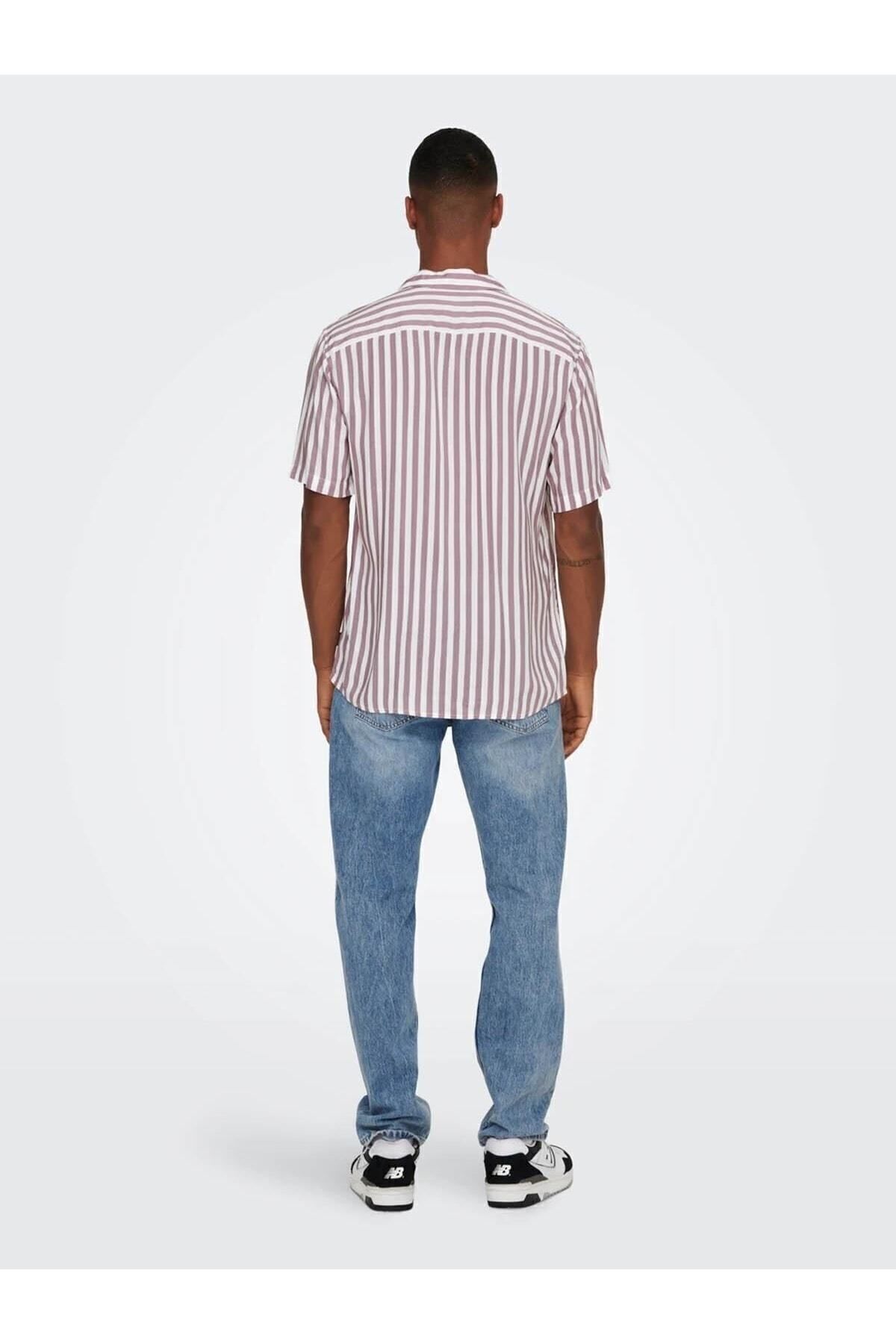 پیراهن مردانه بنفش 22013267 Onswayne Life Ss Viscose Only & Sons