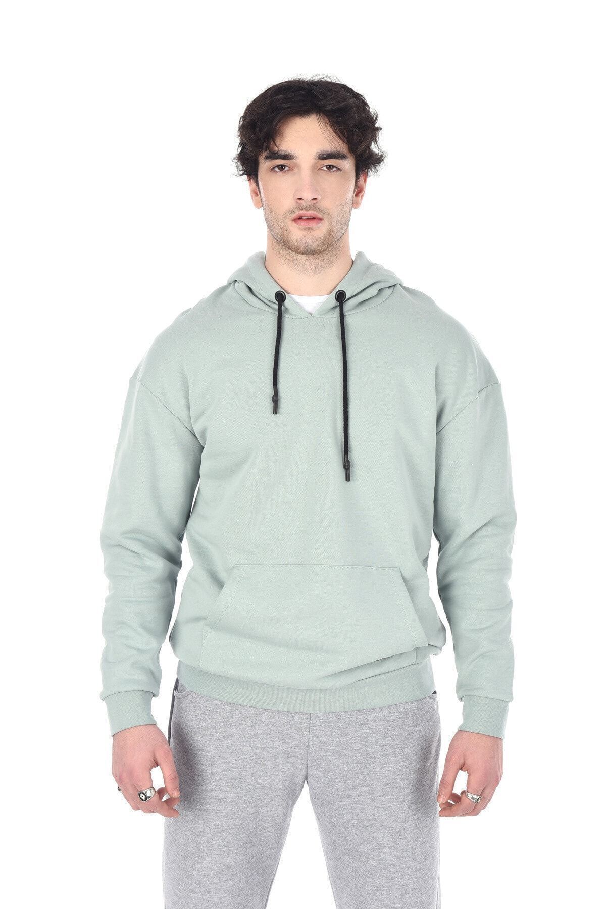 Mint Kapüşonlu Kanguru Cepli Oversıze Sweat | ME21W225128