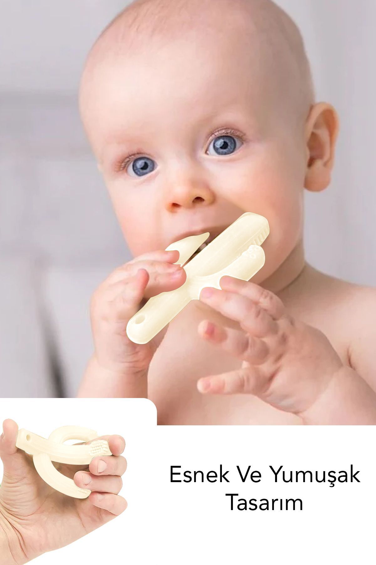 Meleni Baby Kaktüs Bebek Diş Kaşıyıcı - Bebek Diş Kaşıma Dişlik Bej fotoğrafı 4 (önizleme)