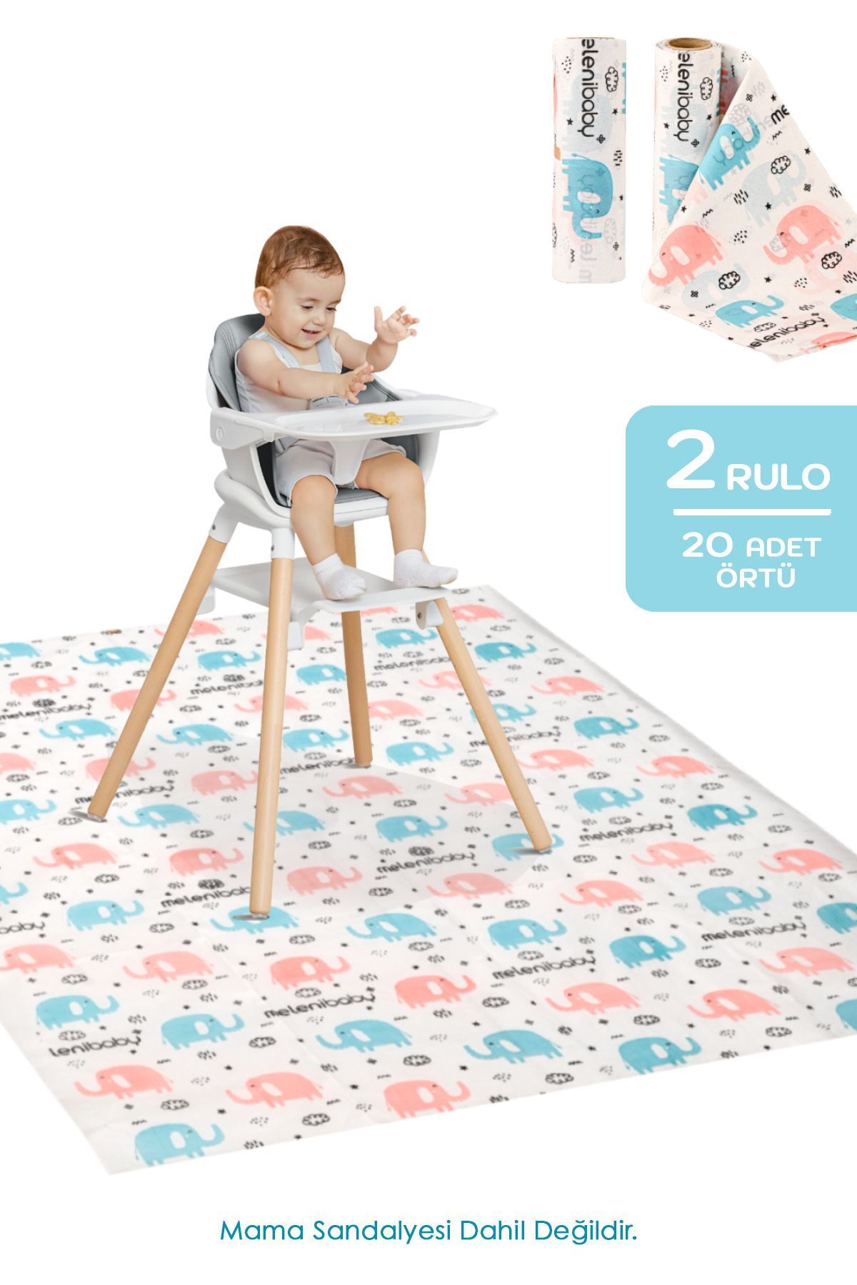 2'li Paket 20 Adet Kullan At Aktivite Örtüsü - Mama Sandalyesi Altı Bebek Ek Gıda Örtüsü Alt Açma