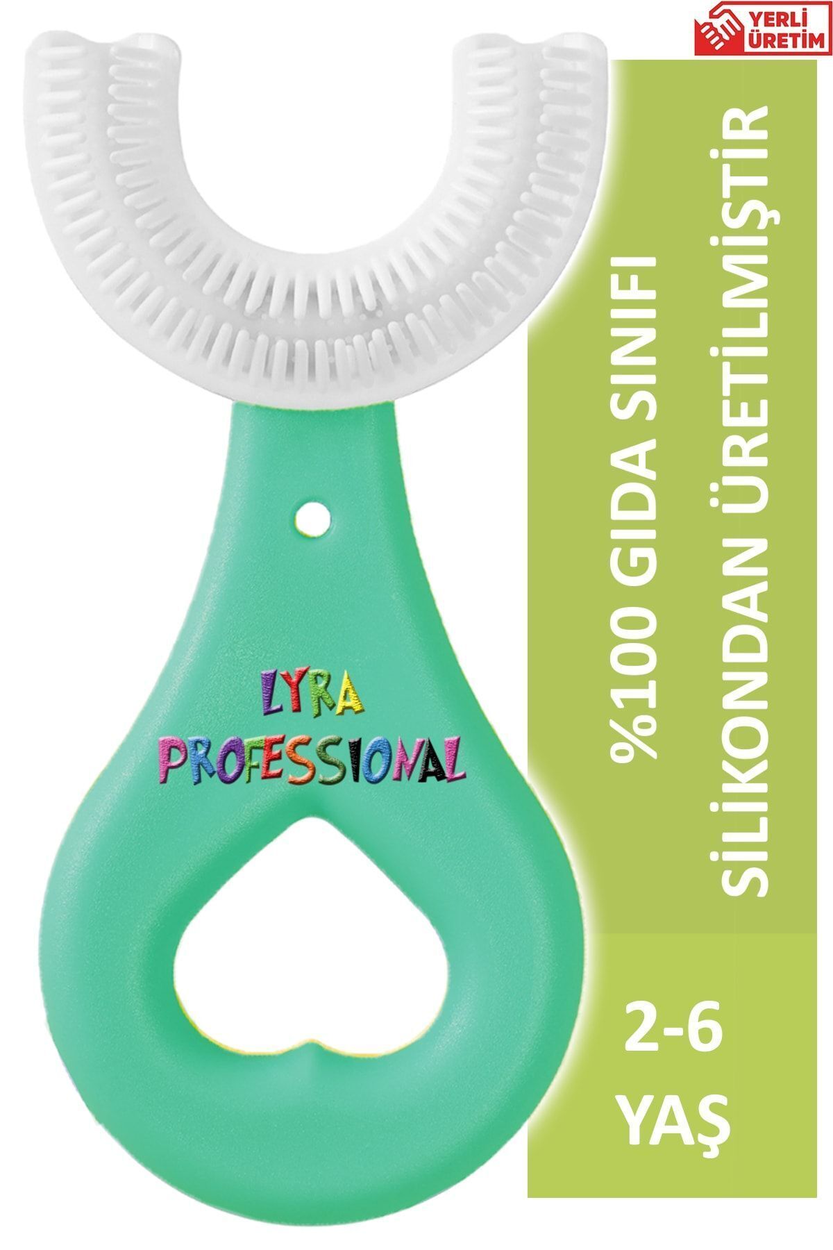 Lyra Professional U Şeklinde Pratik Çocuk Diş Fırçası 2-6 Yaş Yeşil fotoğrafı 3 (önizleme)